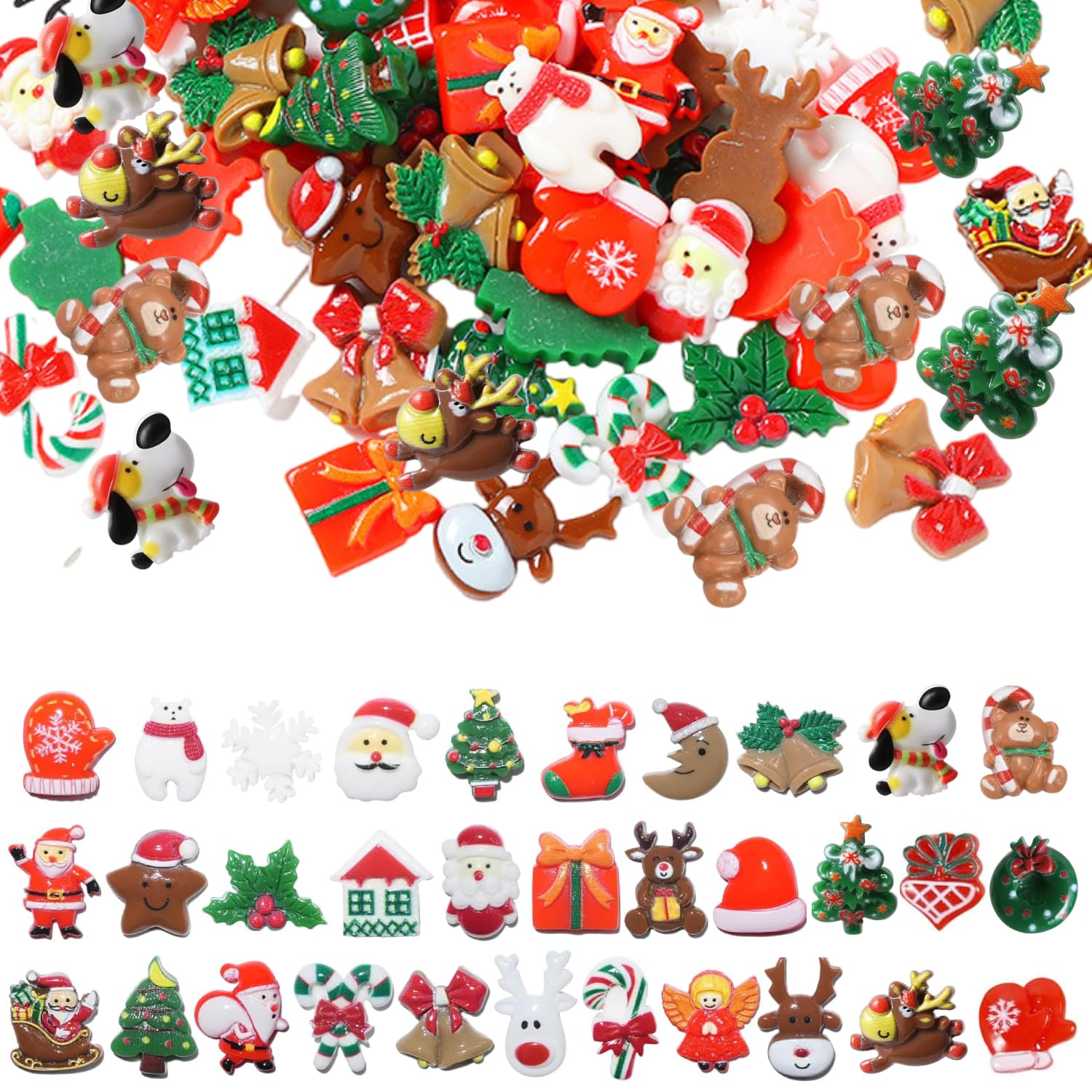 Narunii Miniatur Weihnachtsfigur, Miniatur Harzfiguren, Weihnachtsmann, Miniatur Weihnachtsdekoration, Miniatur (88 Stück, Weihnachten, Miniatur-Ornament)