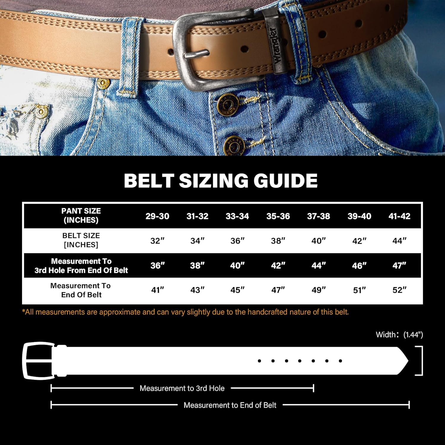Wrangler Mens Reversible Leather Belt, Brown Black Casual Waist Belt, One Size, Cut For Fit - Image 6