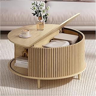 Round Coffee Table with Storage, 31.5...