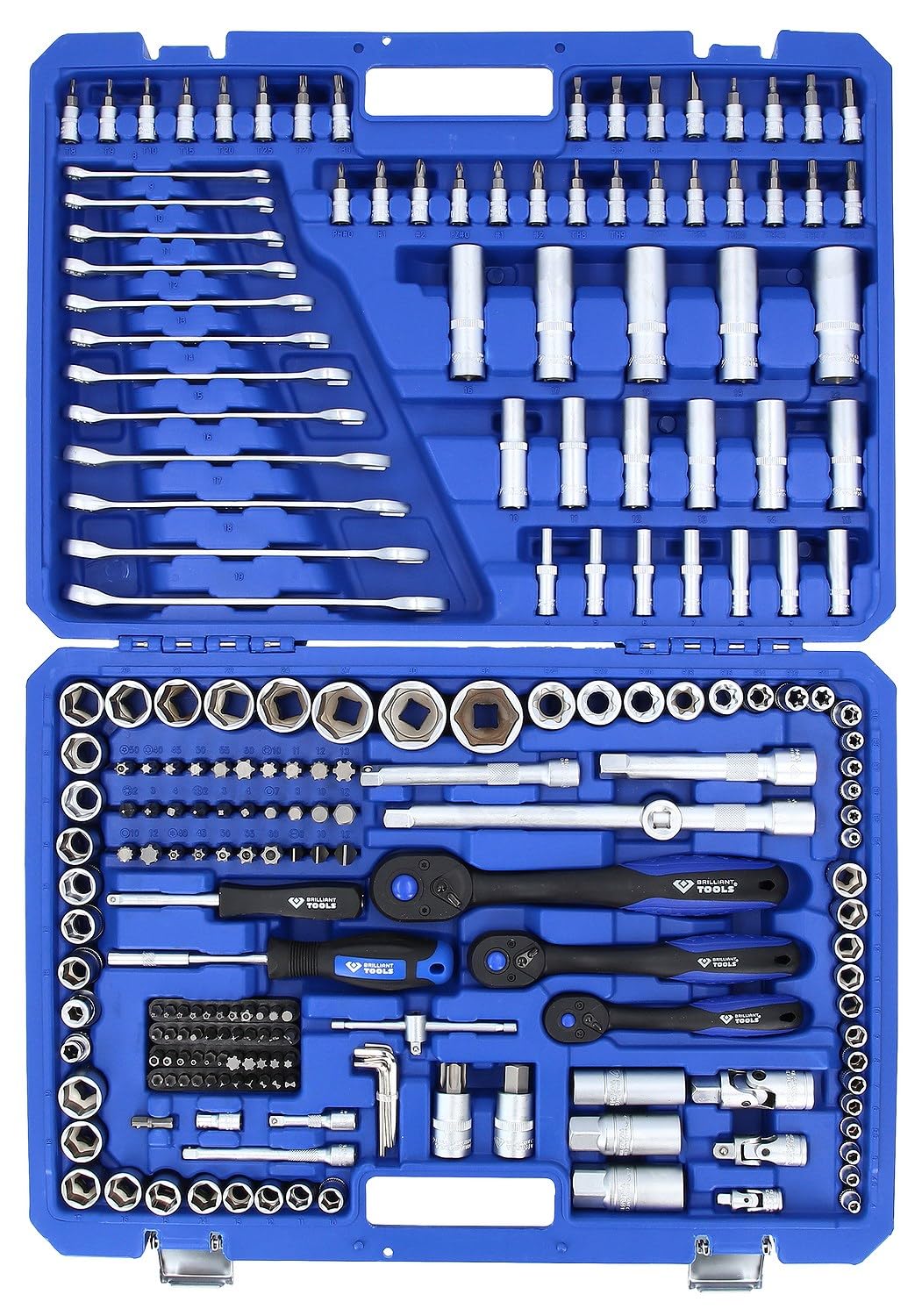 BRILLIANT TOOLS BT023216 Juego de llaves de vaso, 216 pzs, 1/4", 3/8", 1/2" [Powered by KS TOOLS]
