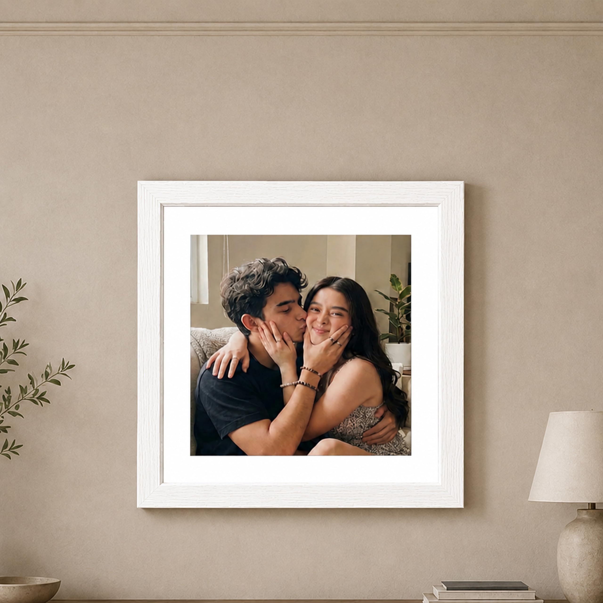 Art Street Synthetic Document Large Size Wall Photo Frame, Big Frames For Wall Artwork, Certificates, Picture & Photographs Home Decor (10x10 Inch Matted To: 8x8 Inch, White)