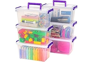 USA Plastic 6-Pack 5.4-Quart Craft Supply Storage Bins with Lids