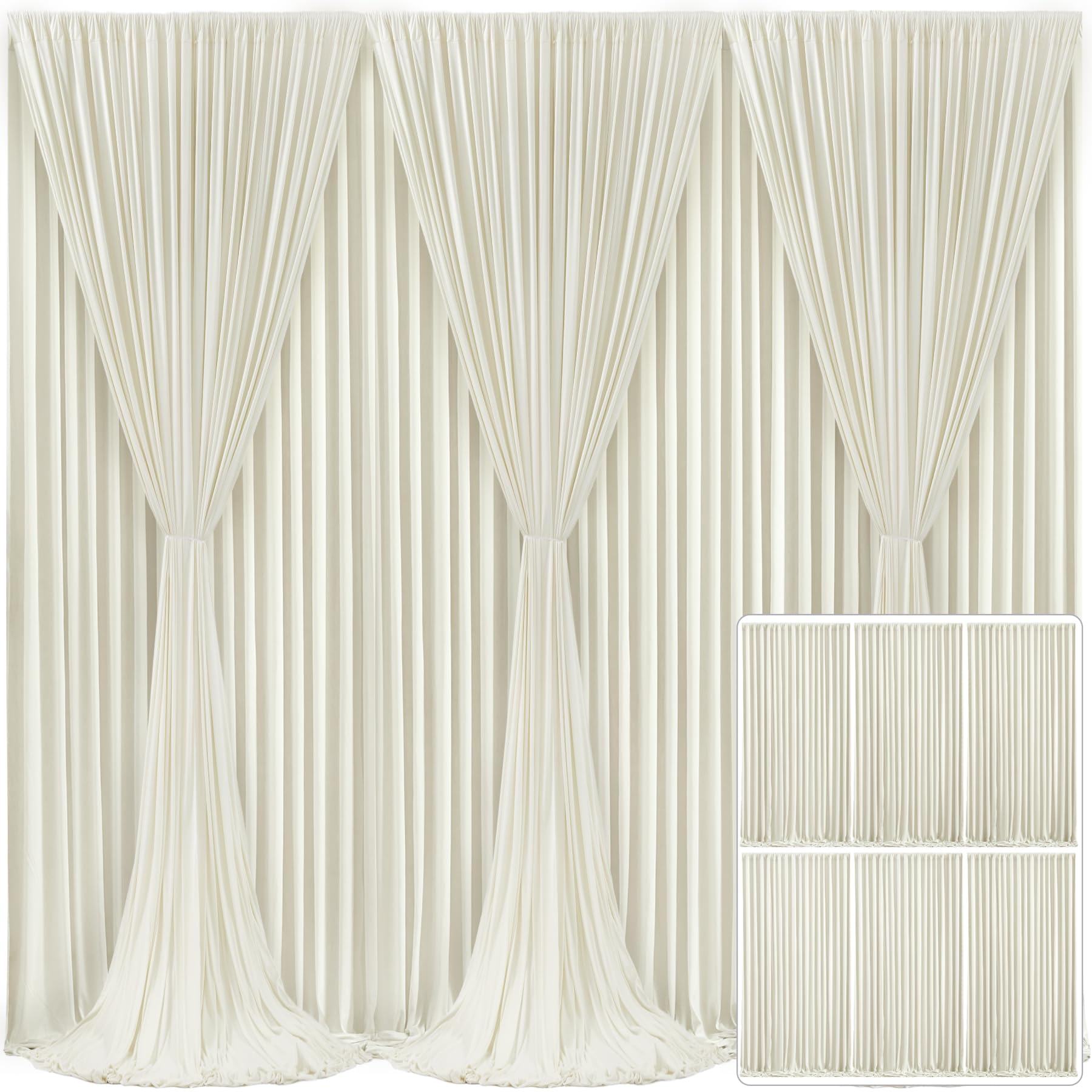 6 Panels Beige Backdrop Curtain for Wedding Parties Wrinkle Free Beige Photo Curtains Backdrop Drapes Fabric Decoration for Baby Shower Photoshoot 30ft(W) x 10ft(H)