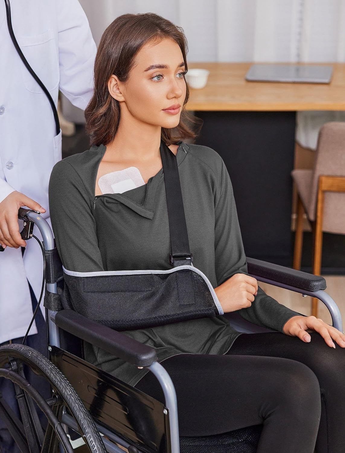 Deyeek Chemo Shirts for Women with Dialysis Port Access 2 Side Zippers Long Sleeve Shoulder Post Surgery Shirt - Image 5