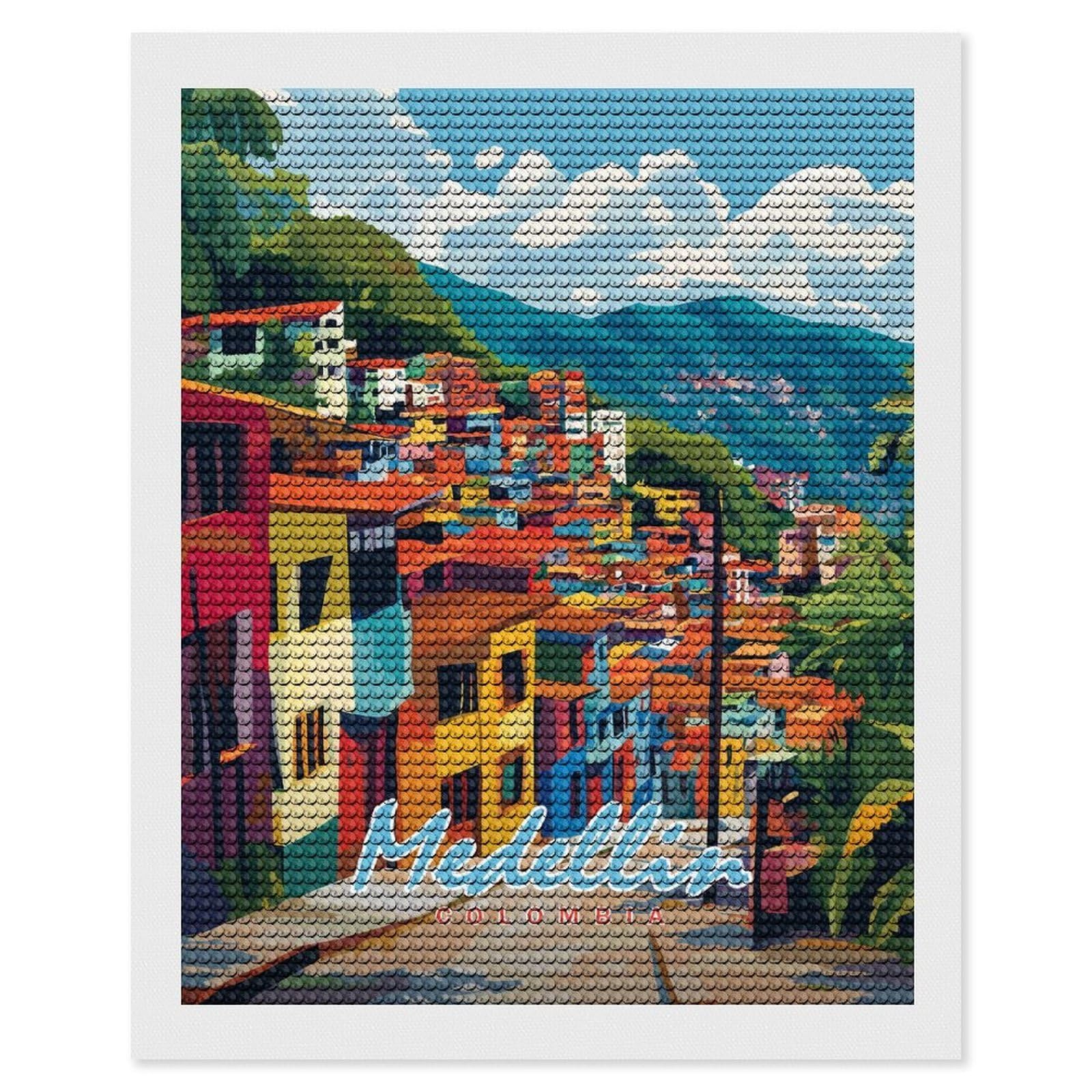 Junmoney Medellin Cityscape(2) Diamond Painting Kit 16"x20", for Women, Simple to Start, Bedroom Decor, Christmas Gift, Good for Quiet Evenings