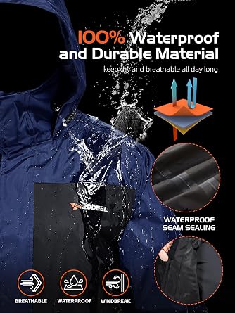 Rodeel Waterproof Fishing Rain Suit for Men (Rain gear Jacket & Trouser Suit)