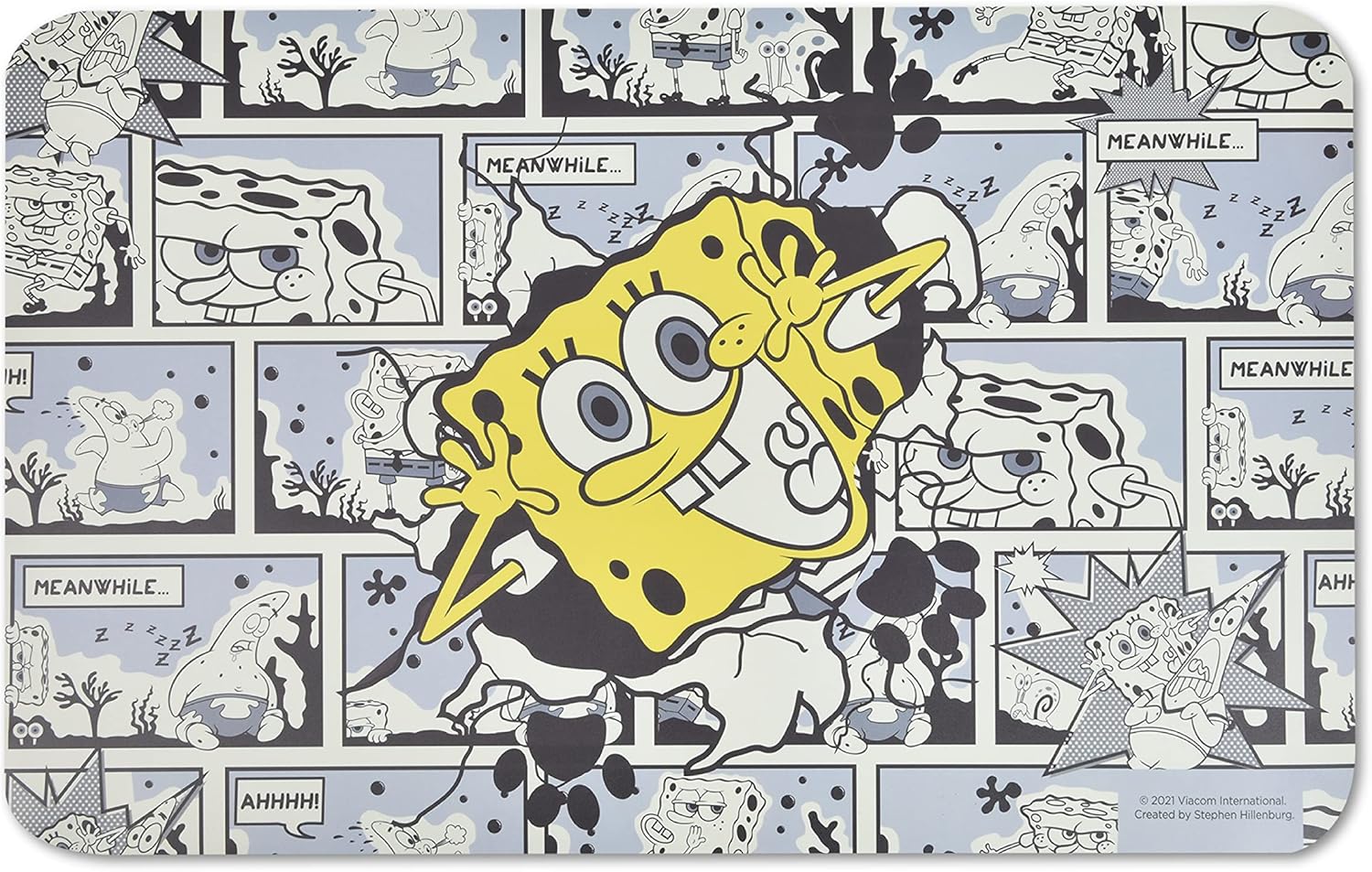 SpongeBob SquarePants for Pets Peek-A-Boo Dog Placemat | Non-Slip Bottom Silicone Leak Proof Dog Food Placemat for Food and Water | Spongebob Dog Placemat for Feeding & Food Storage 19" x 12" Peek-A-Boo (PACK OF 2)