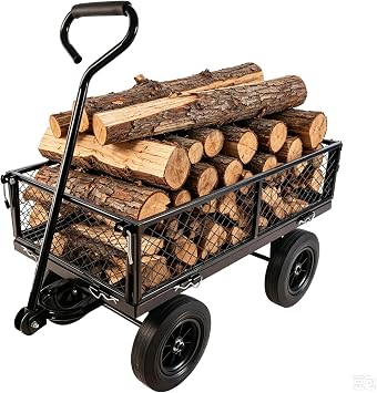 Heavy Duty 480 Lbs Capacity Mesh Steel Garden Cart Folding Utility Wagon with Removable Sides Black Gunmetal