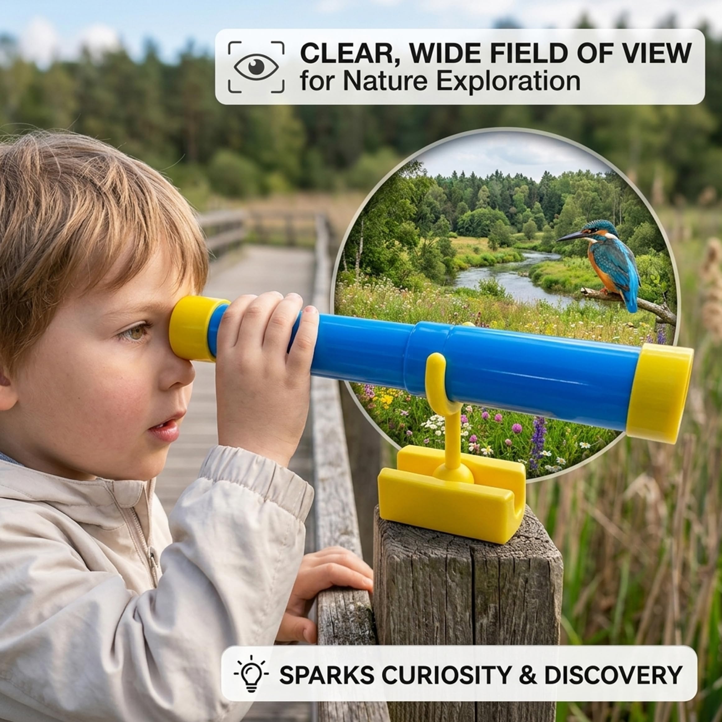 Telescopio per casetta da Gioco per Bambini, monoculare Pieghevole educativo, Giocattolo monoculare Portatile Retrattile per Parco Giochi all'aperto per l'esplorazione scientifica, Blu