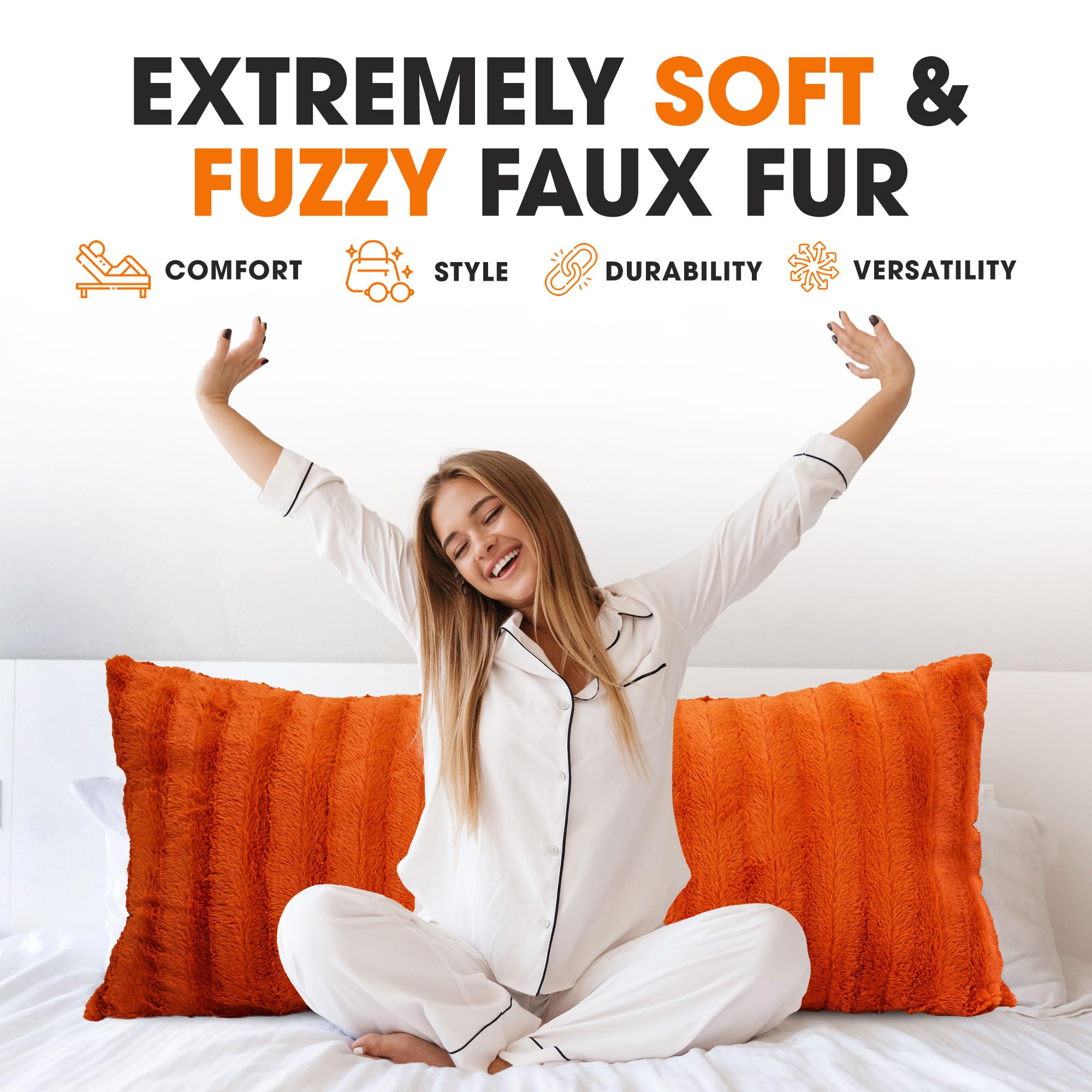 Cheer Collection Almohadas De Piel Sintética, Almohadas Decorativas Para Sofá, Cama, Almohadas Decorativas Grises Para Dormitorio O Sala De Estar, Juego De 2 Almohadas Peludas, 16 X 16 Pulgadas