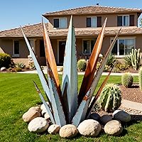 Vista 13 de Escultura rústica de tequila grande, plantas de agave de metal rústico para patio al aire libre, decoración del hogar, estatua de metal pintada a