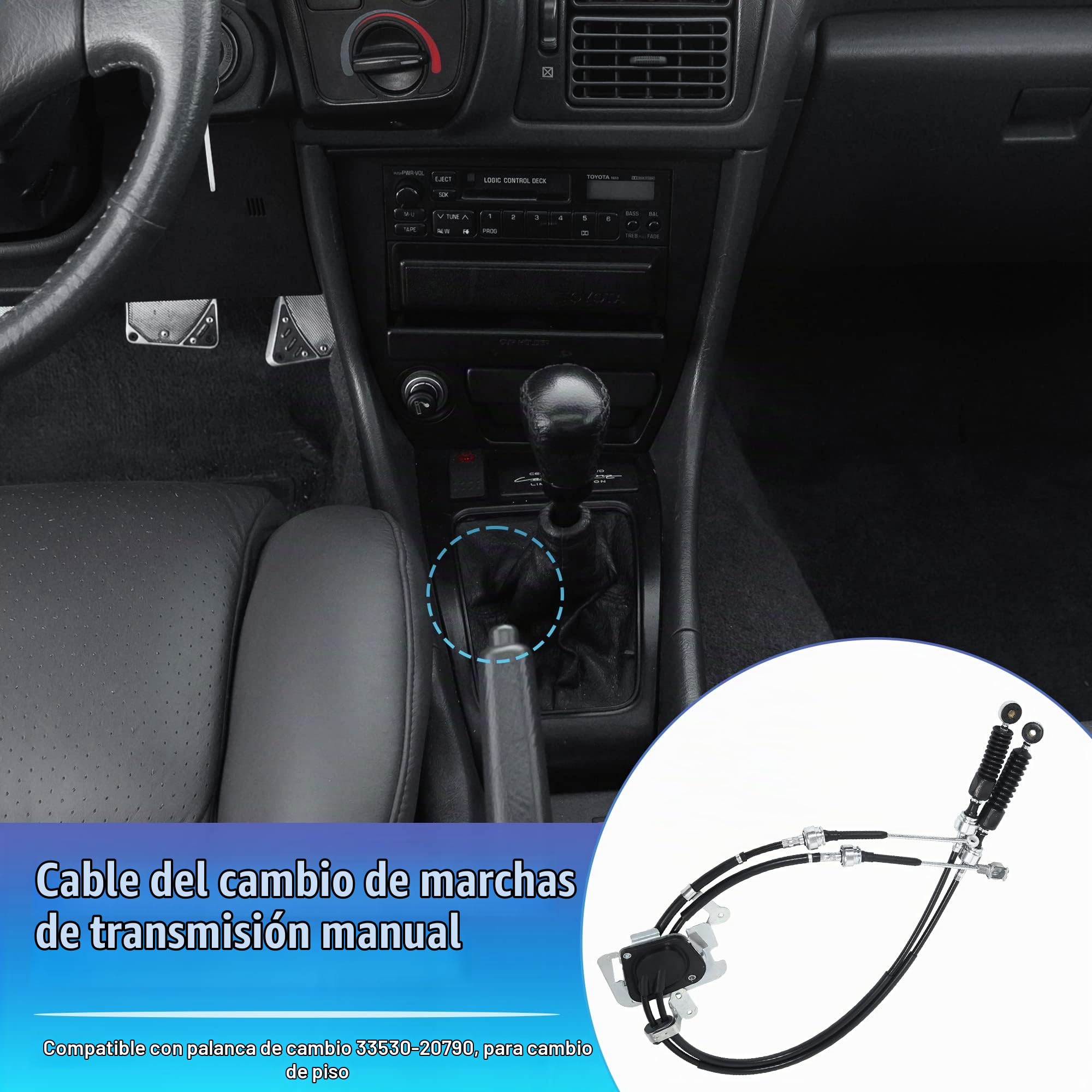 A ABSOPRO Cable De Cambio De Marchas Para Toyota Celica 00-05 1Pc | Negro, Plateado, Acero Laminado En Frío, Plástico, 139 Cm, Oe 33820-2B540 Zzt230 Zzt231, 1 Pieza