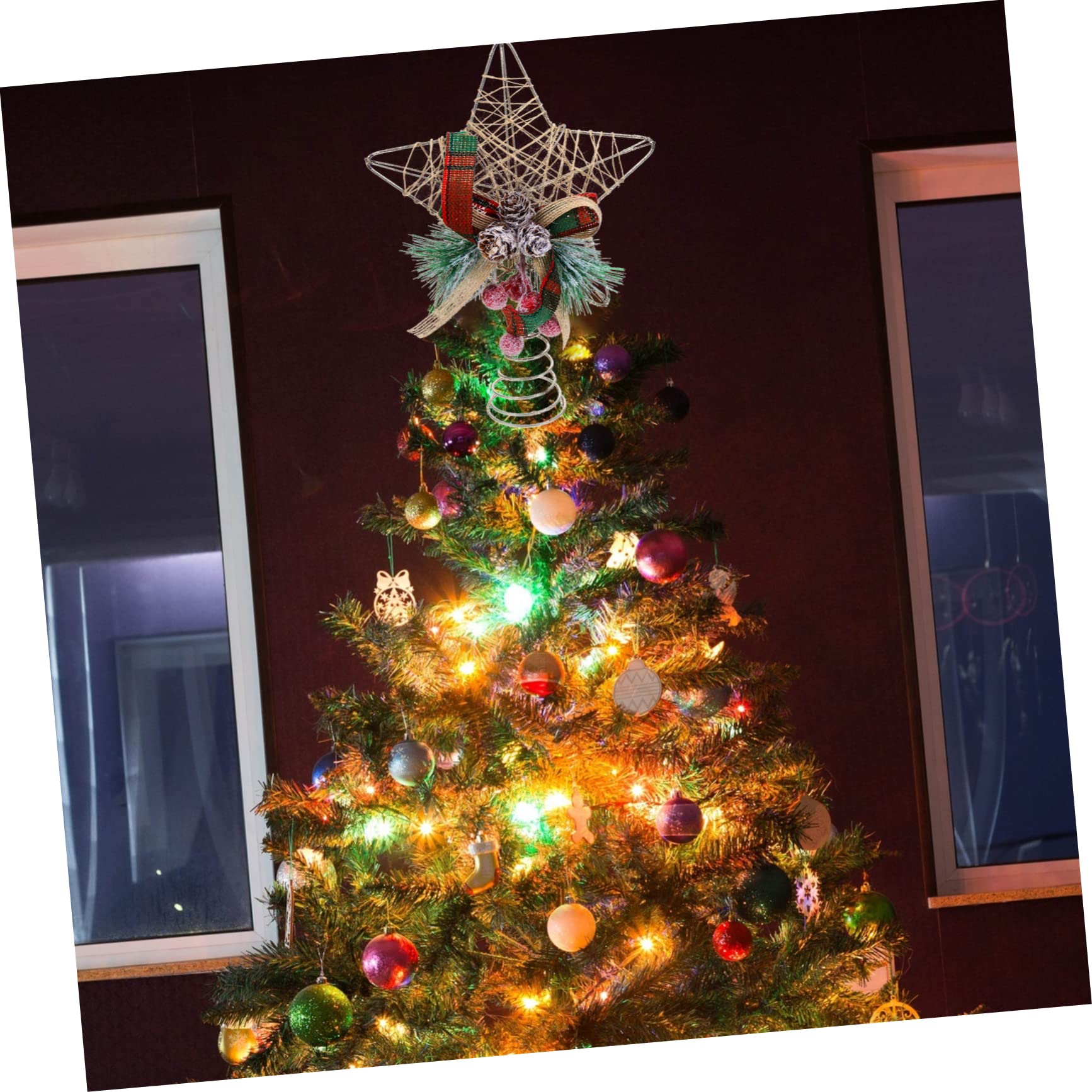 PRETYZOOM 5 Piezas Estrella Superior del Árbol De Navidad Ligero País Hombre Copa del Árbol Rojo Exterior Adornos Neón Pan De Jengibre Luces De Hadas Puerta Decoración Pre Madera