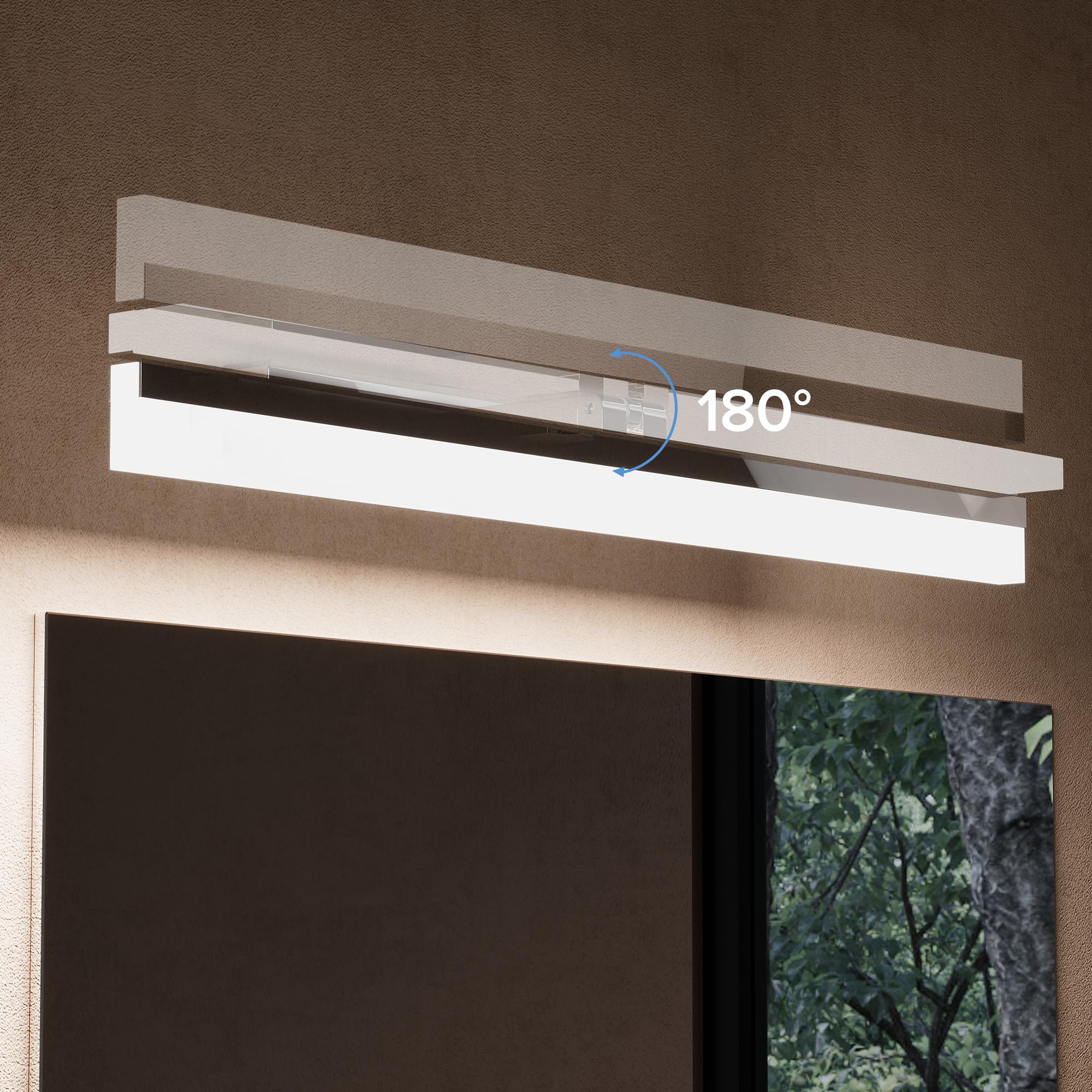 doporro Spiegelleuchte Bad 180° drehbar 60cm LED Spiegellampe Badezimmer | 6000K Badlampe Wand über Spiegel Kaltweiß Badezimmerleuchte 14W Spiegelschrank Beleuchtung, Chrom, Luxaris