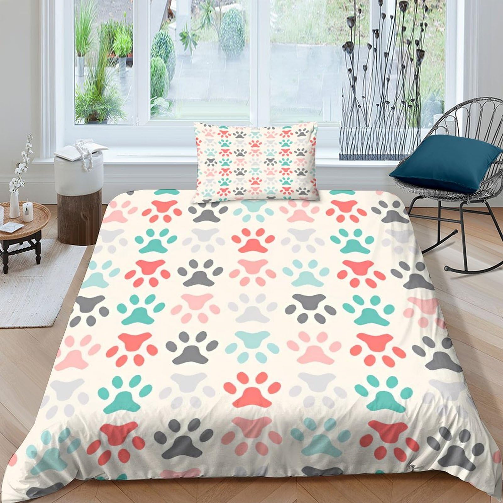 Parure de lit single microfibre 135x200 anti-plis et facile à enfiler