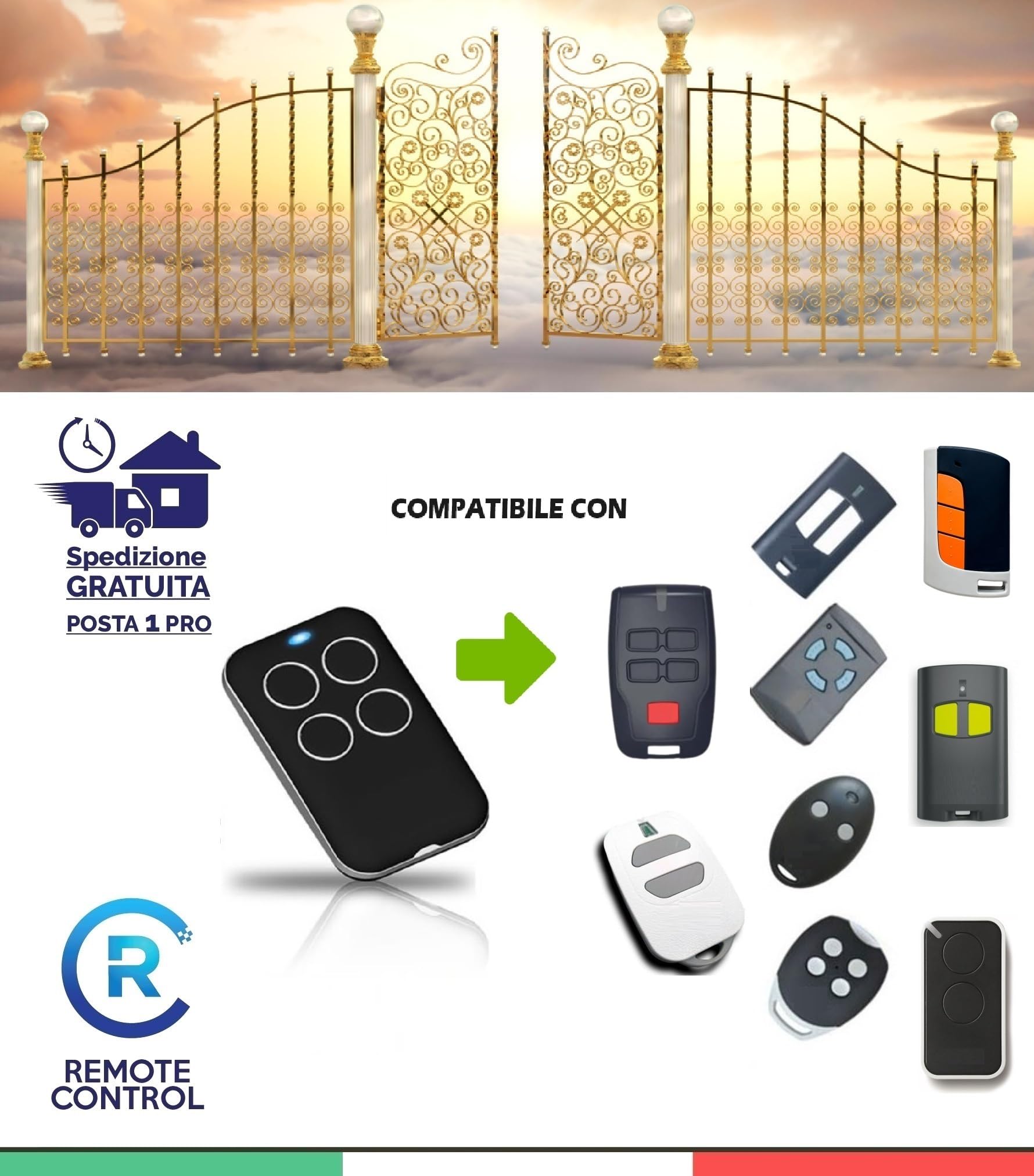 Telecomando Cancello Universale 4 In 1 - Rolling Code, 280-868Mhz, Antishock, Impermeabile, Con Batteria CR2032 - Foto 4
