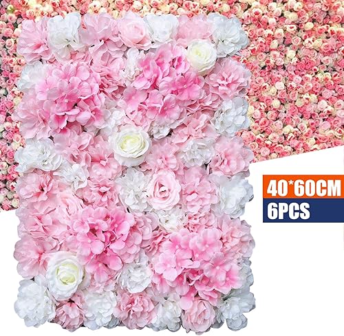Miniatura 3 de TBVECHI Paneles de flores para decoración de pared, panel de fondo de pared de flores artificiales, decoración de flores, 23.6 x 15.7 in (24 x 16