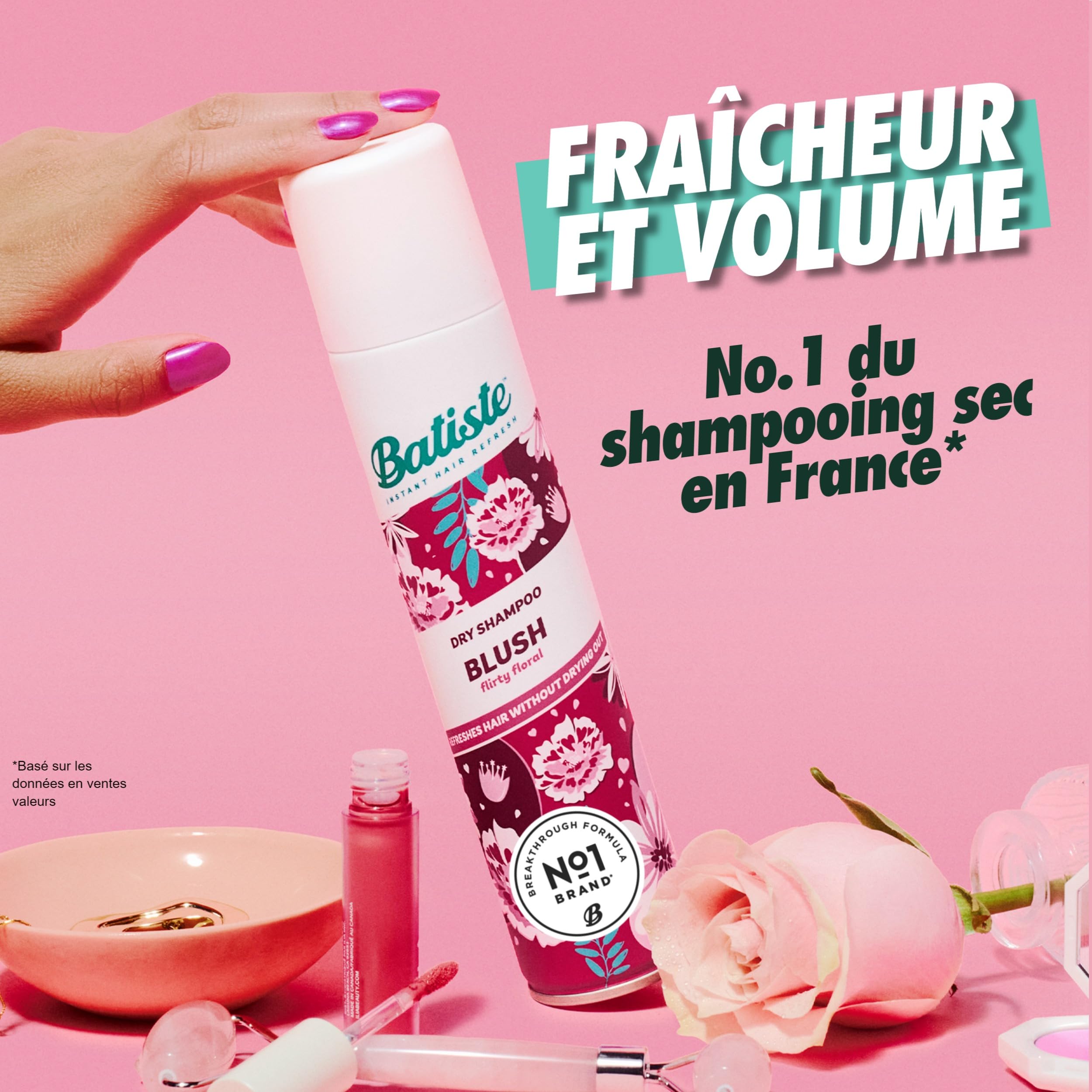 Batiste Dry Shampoo Floral & Flirty Blush 50ml - Waterless shampoo formula for instant refresh in seconds - Image 3 thumbnail