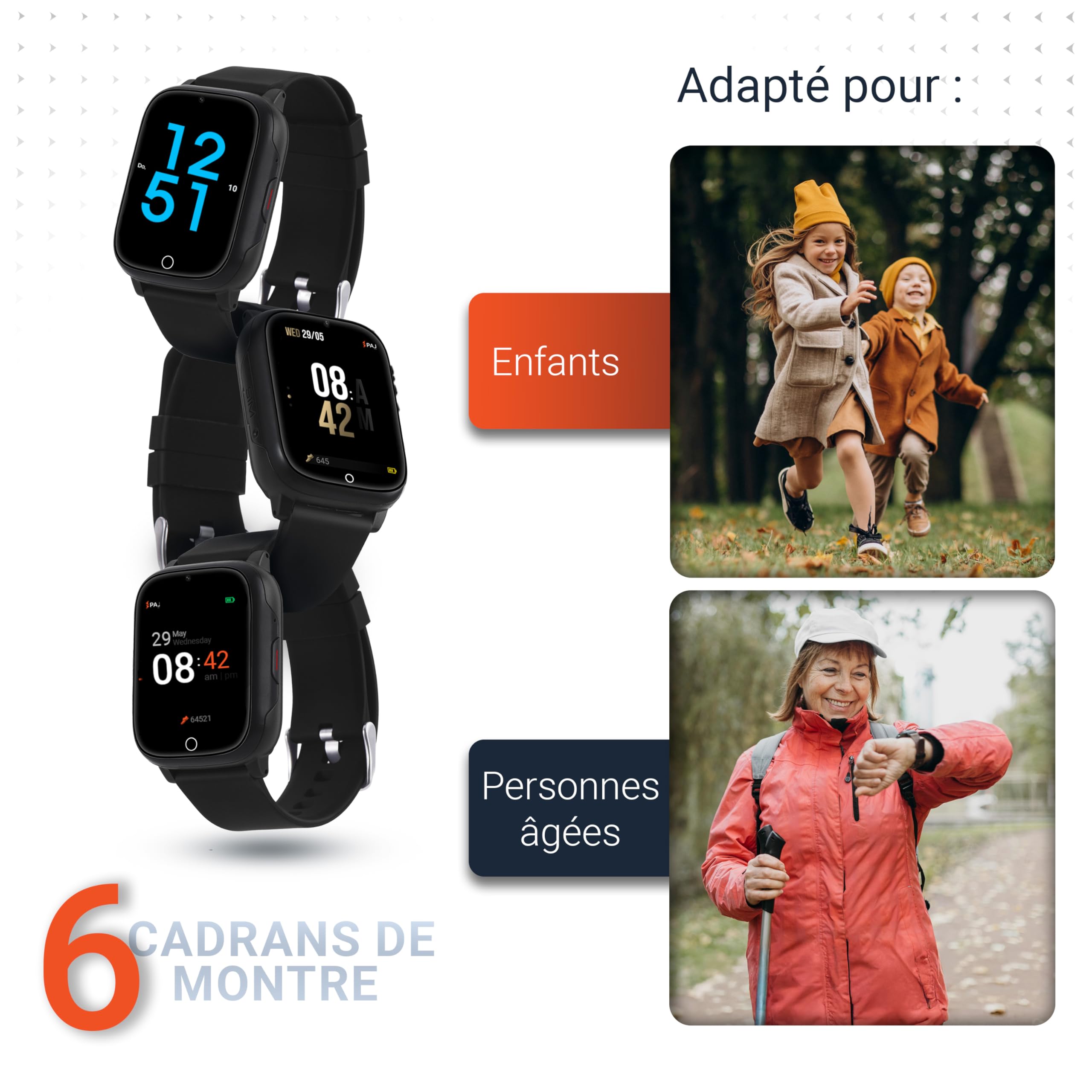 PAJ Smartwatch Finder 4G avec Fonction d’Appel - Montre GPS pour Enfants et Seniors - localisation en Temps réel - SOS - caméra - Messages vocaux et étanchéité – Idéale pour Les Soins Alzheimer