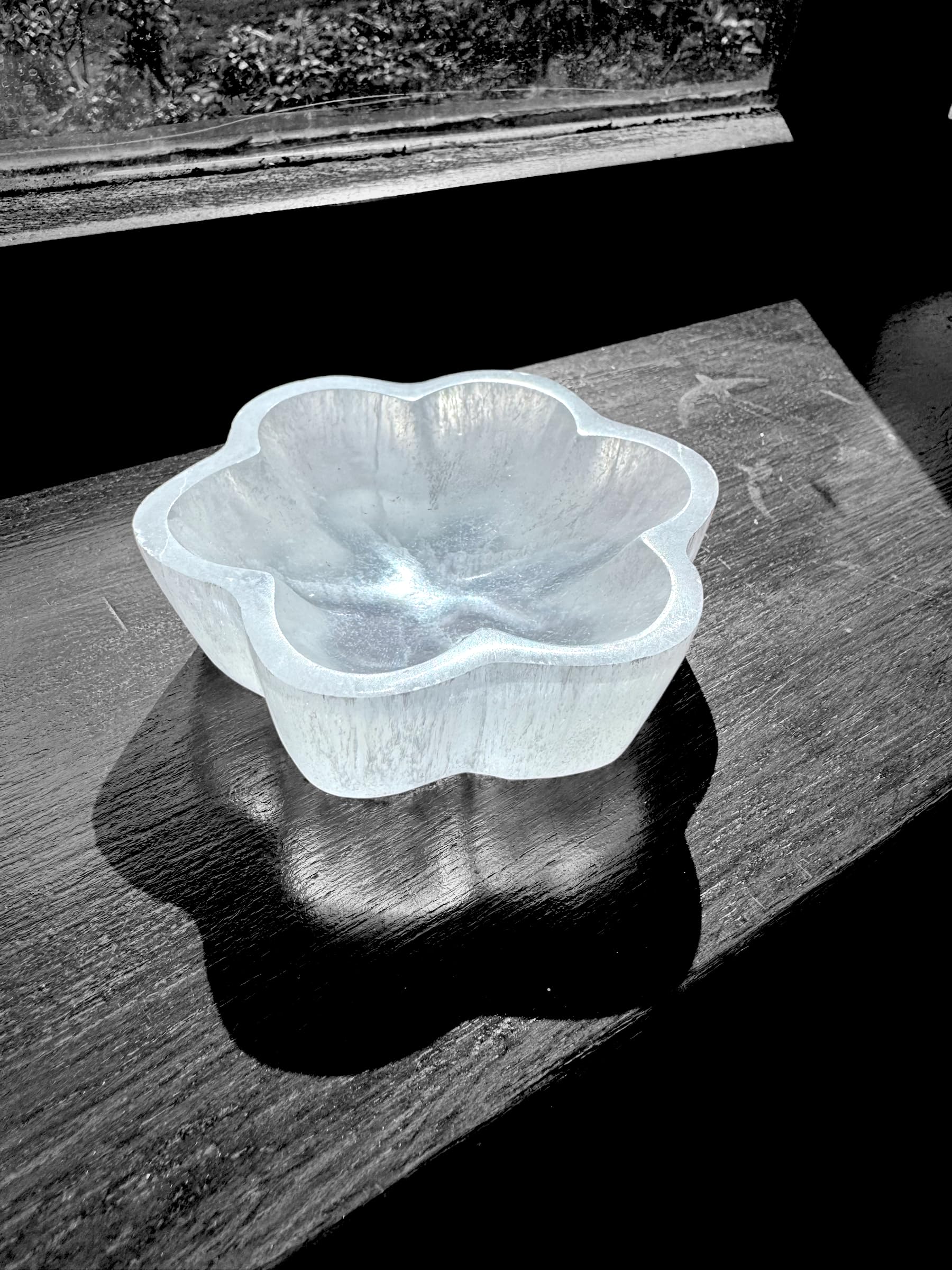 Ciotola In Selenite Naturale A Forma Di Cuore - Decorazione In Pietra Preziosa, 10x11 Cm