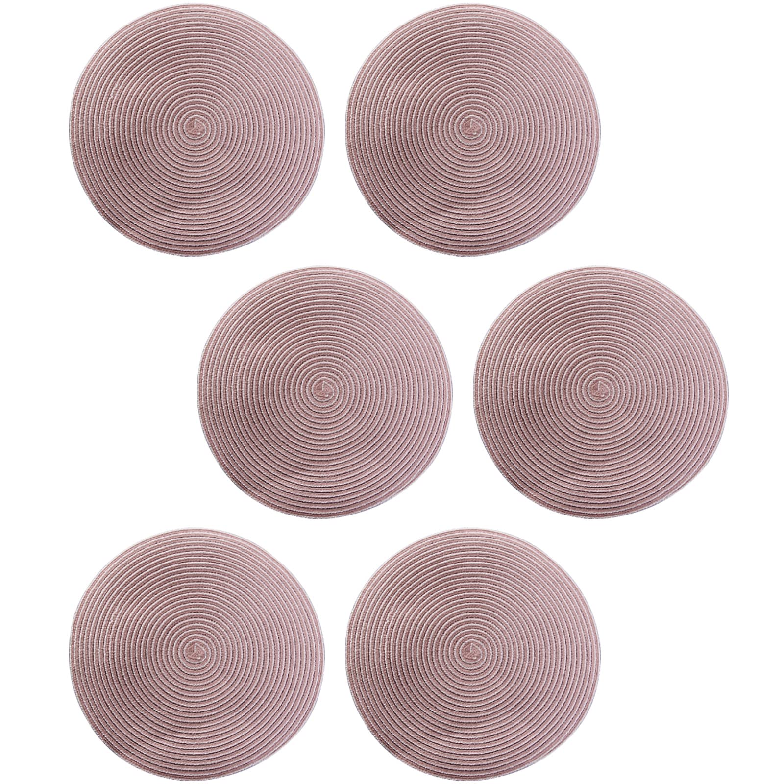Set de table rond en coton rose (lot de 6) de 35 cm tressé et lavable