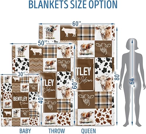 Miniatura 5 de Mantas de bebé de vaca, cosas del oeste de bebé, manta de bebé de vaquero con nombre, mantas de bebé personalizadas para niños y niñas, mantas de