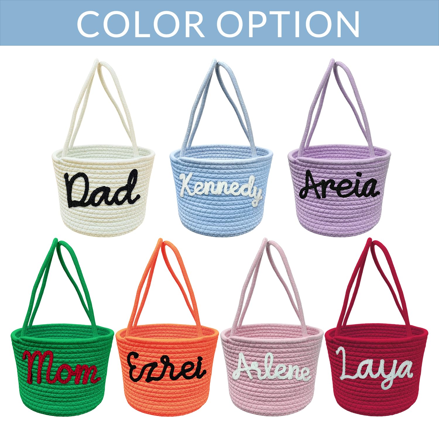 Personalized Easter Basket Customized Easter Baskets with Name & Cute Patterns Rabbit Candy Tote 7 Colors Egg Hunt Gifts