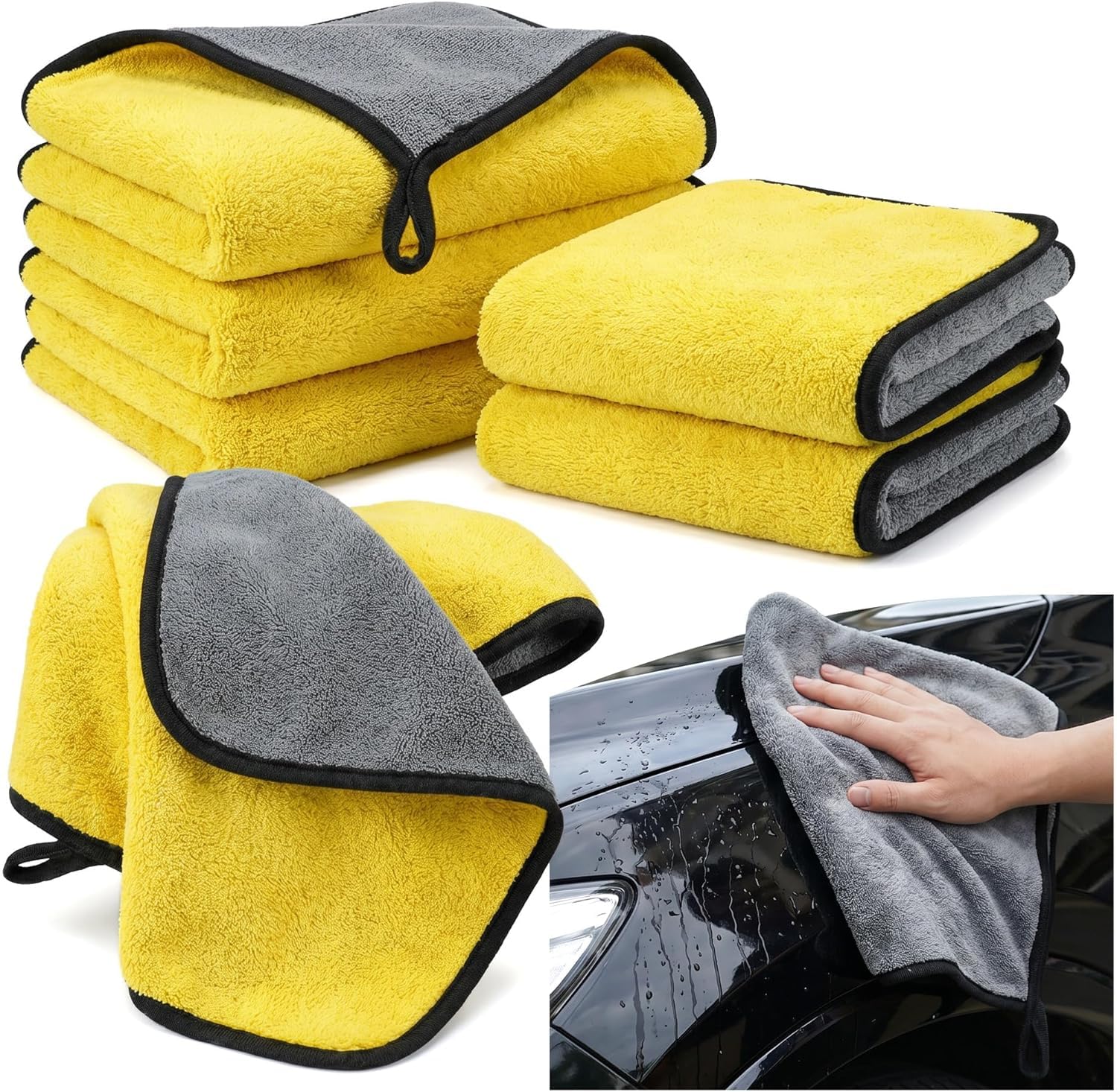 Microfiber Cloth for Car Cleaning -Ultra Soft,Thick Plush,Double Sided Towel for Car Cleaning, Washing, Detailing,Drying, Dusting and Home Kitchen Use 600 GSM, 40 x 40 cm, Multicolour, Pack Of 2-image-33