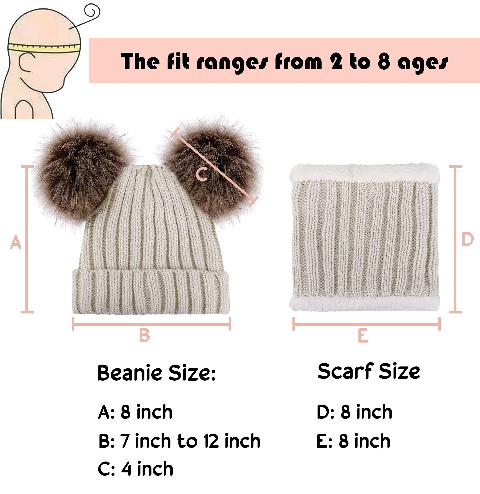 Simplicity Kids Winter Fleece Snow Knitted Beanie Hat for Girls Boys Cable Knit Cap with Pom Pom - Purple