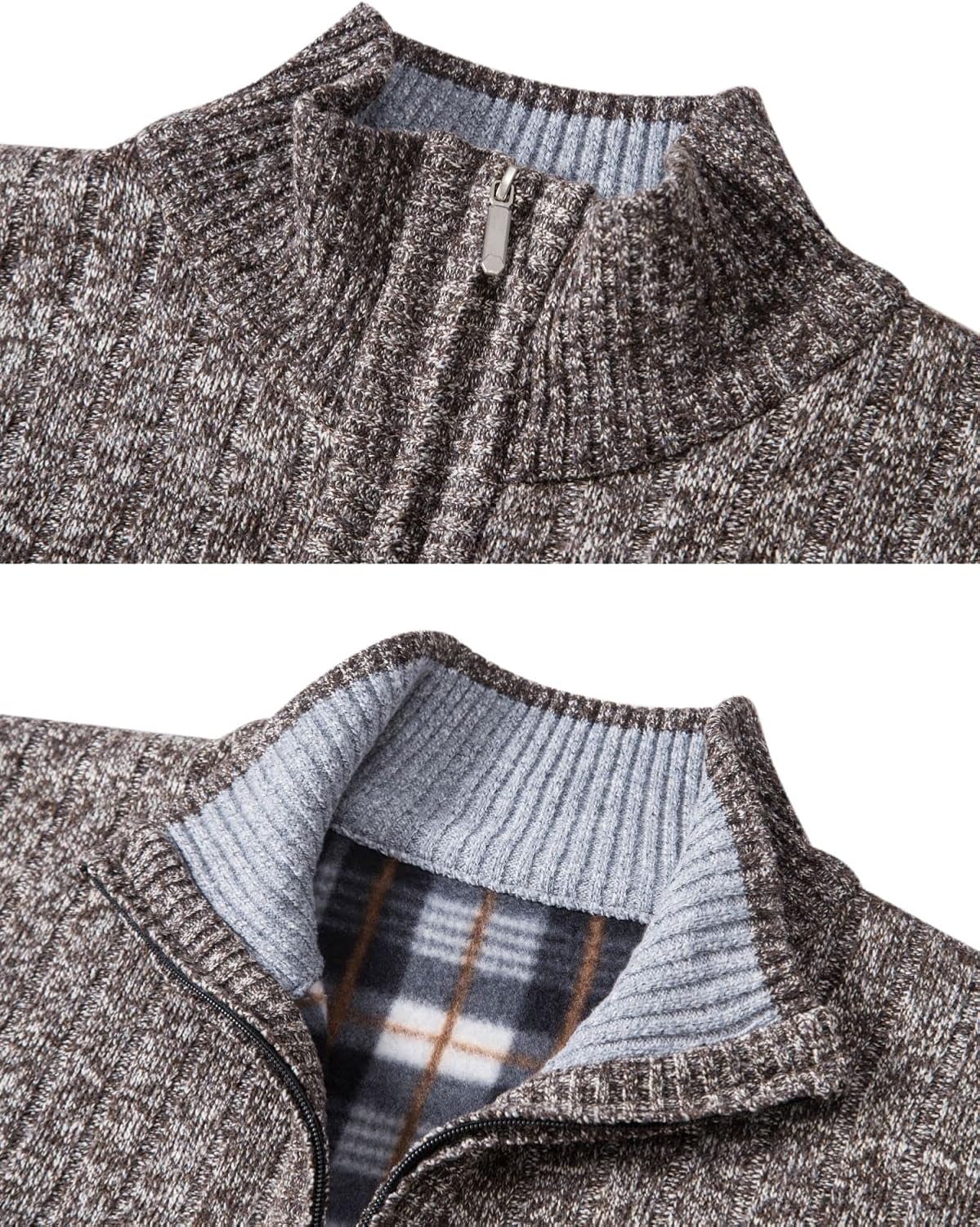 Vcansion Men's Slim Fit Full Zip Up Stand Collar Casual Knitted Sweaters Cardigan with Pockets - Image 5