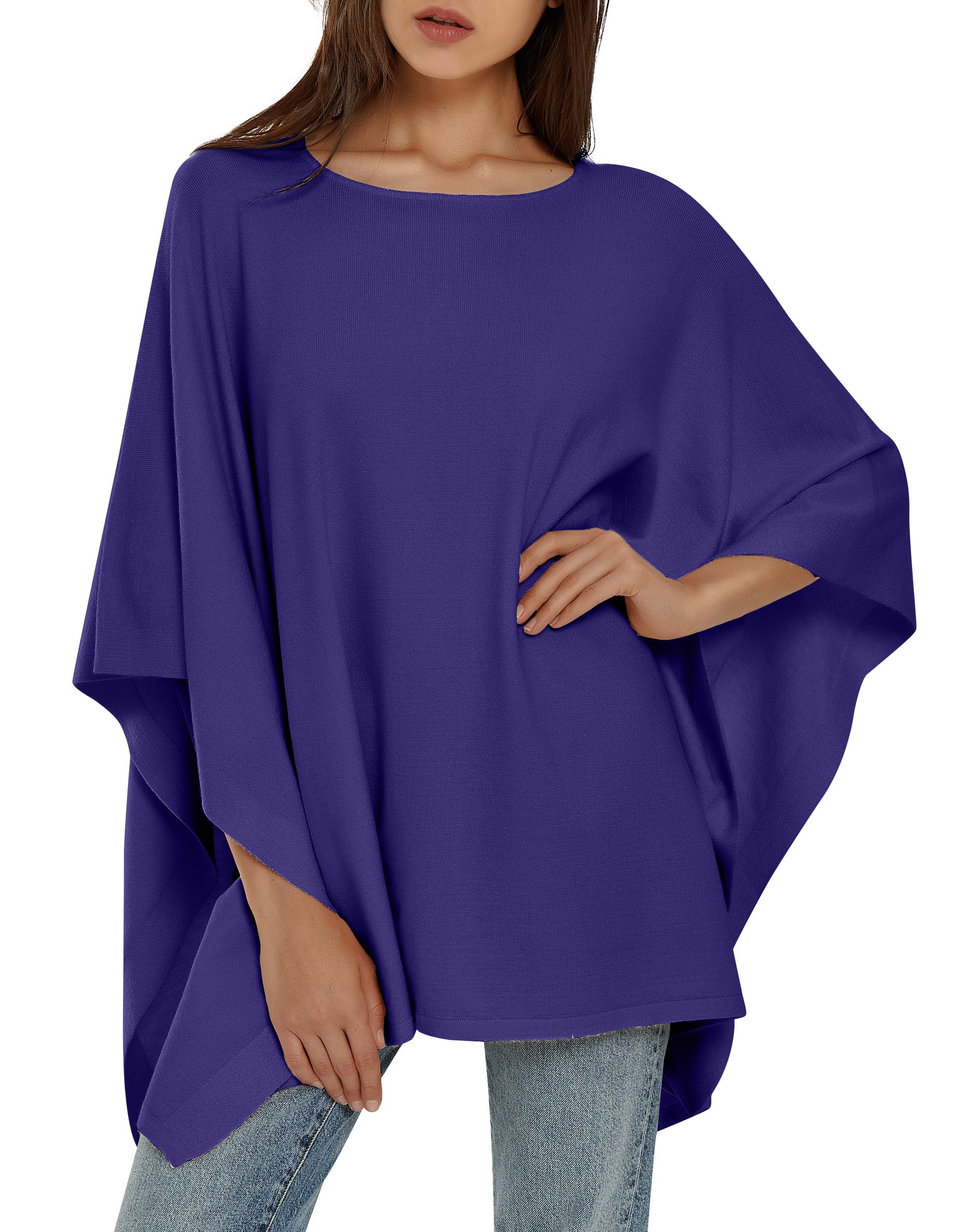 PULI Women's Pullover Poncho Sweater Knit Layering Top Travel