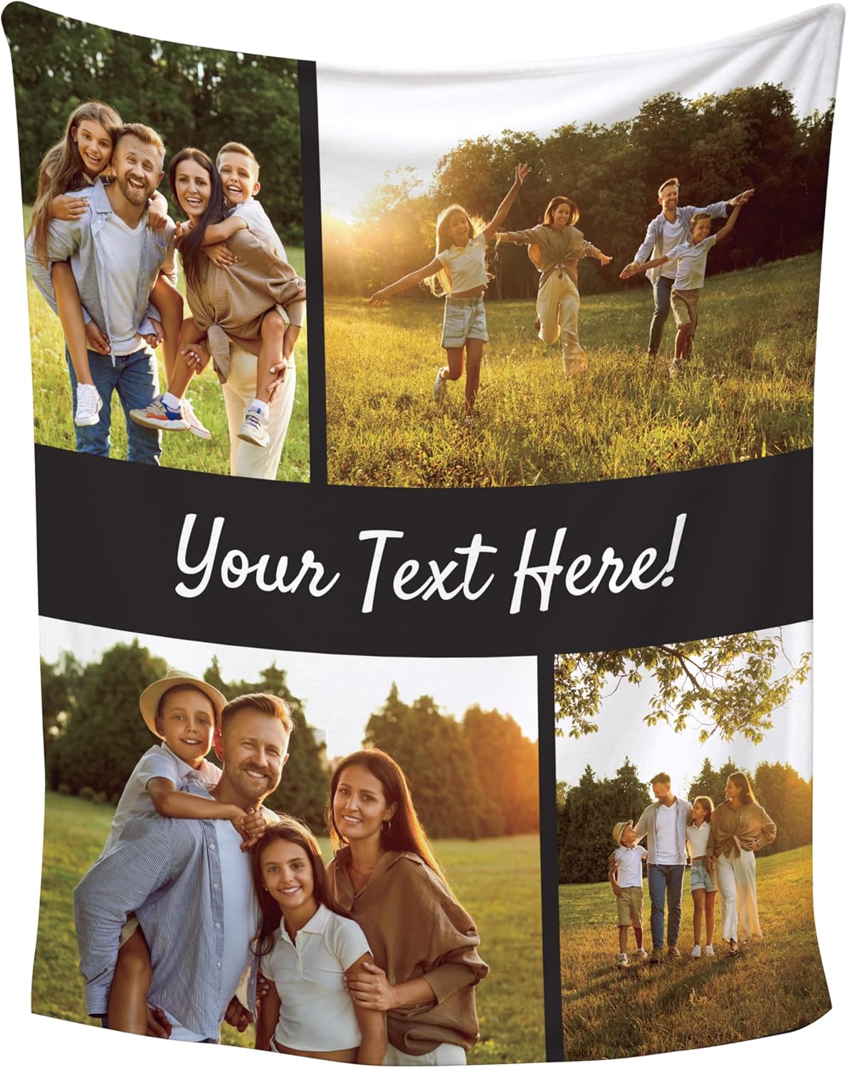 Prints Next Day - Custom 2-Photo with Text Fleece Throw Blanket – 50" x 60" Soft Personalized Blanket for Weddings, Anniversaries, Birthdays & Holidays – Premium Printing in The USA