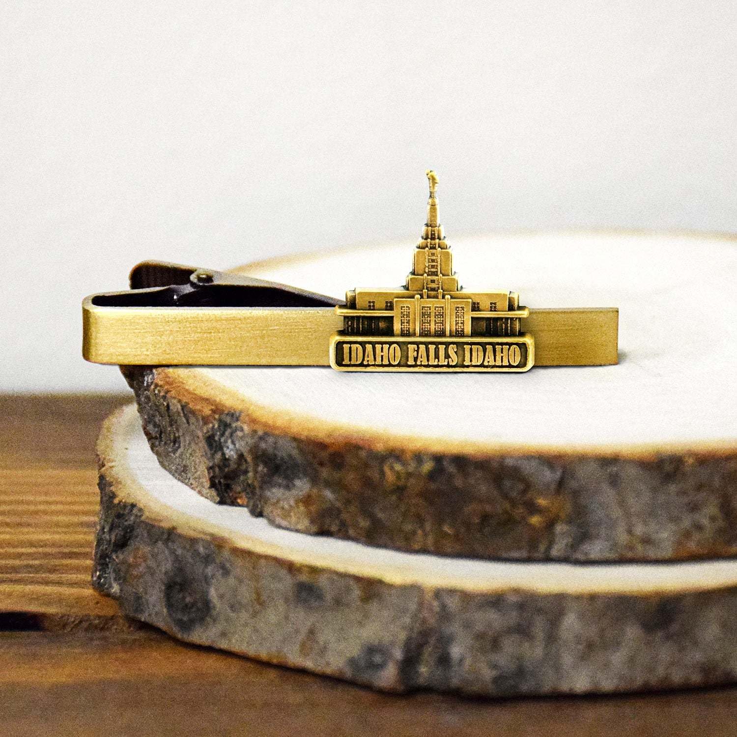 Ringmasters LDS Idaho Falls Idaho Temple Gold Steel Tie Bar - Tie Clip - Priesthood Gift, LDS Missionary, Tie Clip