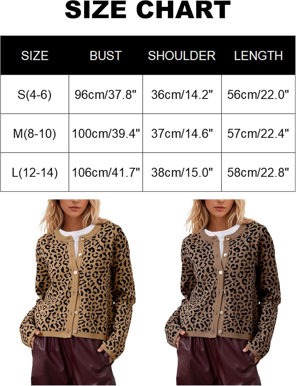 Leopard Cardigan Long Sleeve Open Front Button Up Cheetah Print Top Leopard Sweater Coat Cropped Cardigan Jackets - Image 6