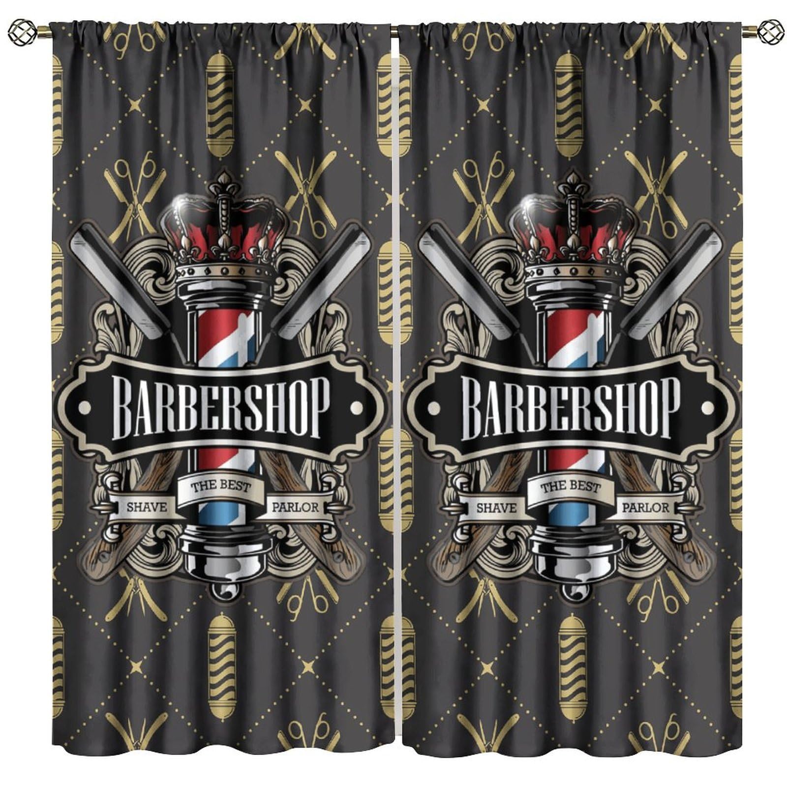 BenYaSong Barber Shop Company Blackout Curtains for Home Kitchen Restaurant Decoration Window Drapes 2Panel 52" W X 96" L