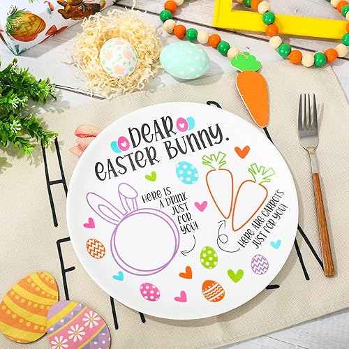 Miniatura 4 de Plato redondo de conejo de Pascua, plato redondo de conejo de Pascua, zanahorias para querido conejo de Pascua, platos de plástico reutilizables,