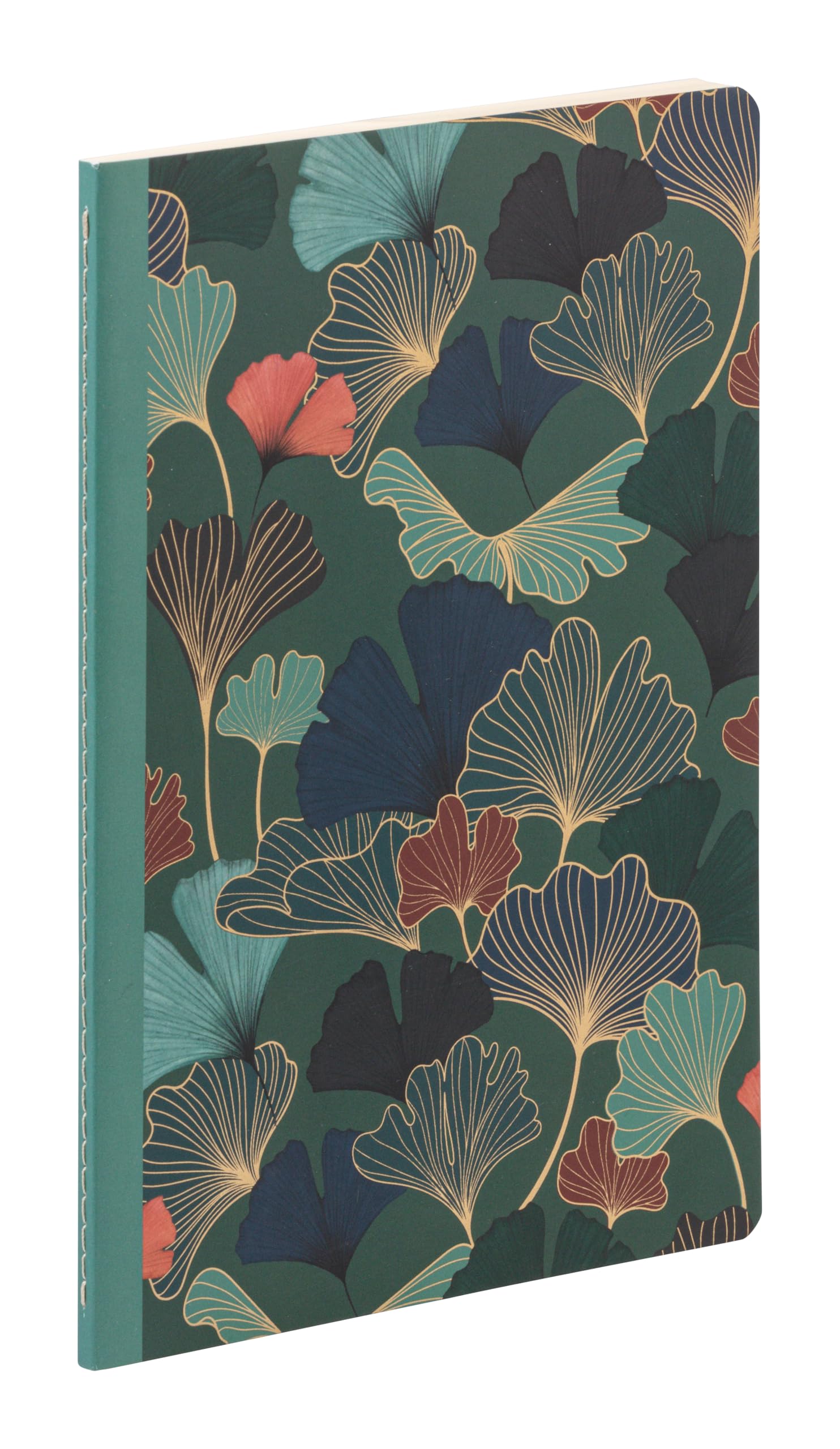 Clairefontaine - 116243C - A Sewn Notebook Decorated with Ginkgo Leaves/Blue Plants A5 14.8x21cm, 96 Lined Pages, 90g Ivory Paper Gaia Blue Collection, Mixed