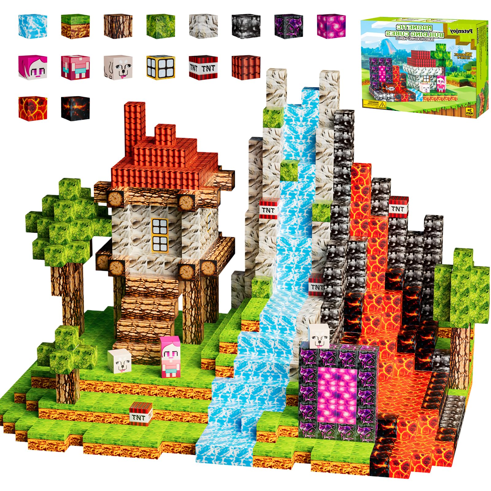 Amazon.com: Petenjoy Magnetic Blocks Minecraft-Style Magnetic