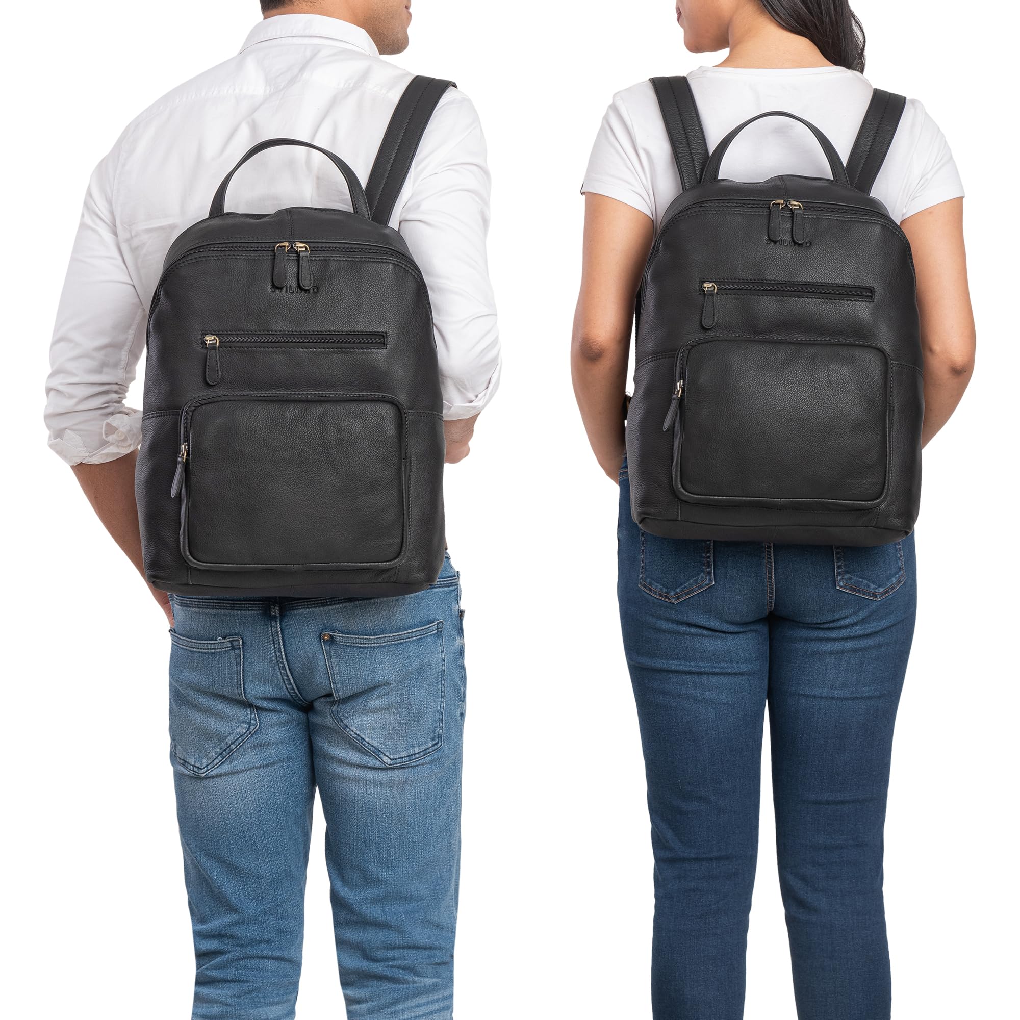 STILORD "Caius" skórzany daypack damski i męski plecak laptopa 10,1 cala plecak studencki plecak miejski mężczyźni prawdziwa skóra Kolor:czarny