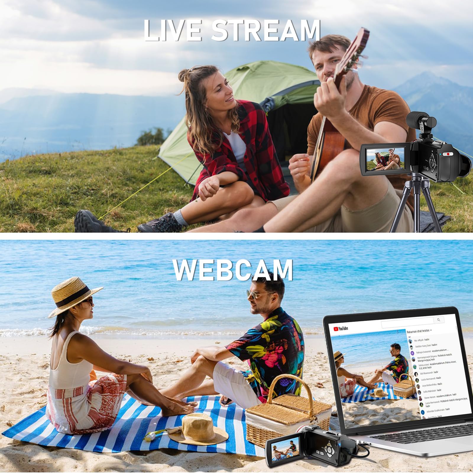 Caméscope ZIMOCE 4K 60FPS 64MP Avec Zoom 21x - Écran Rotatif 270°, Idéal Pour Vlogs YouTube, Streaming Et Vidéos Famille