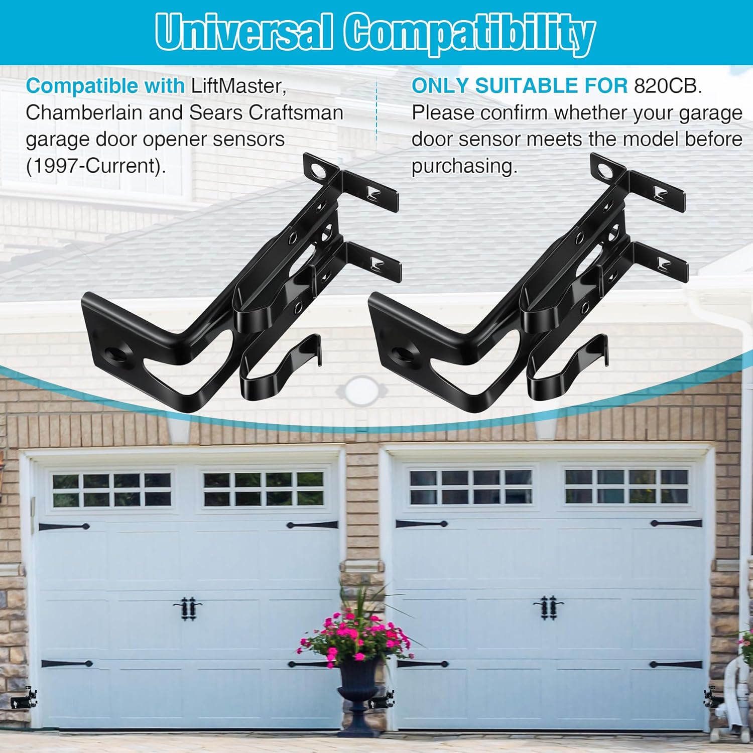 2Pcs Garage Door Sensors Bracket Compatible with Craftsman/Chamberlain/Liftmaster 820CB Garage Door Sensor, Replacement for 820CB Safety Openers Kit Brackets