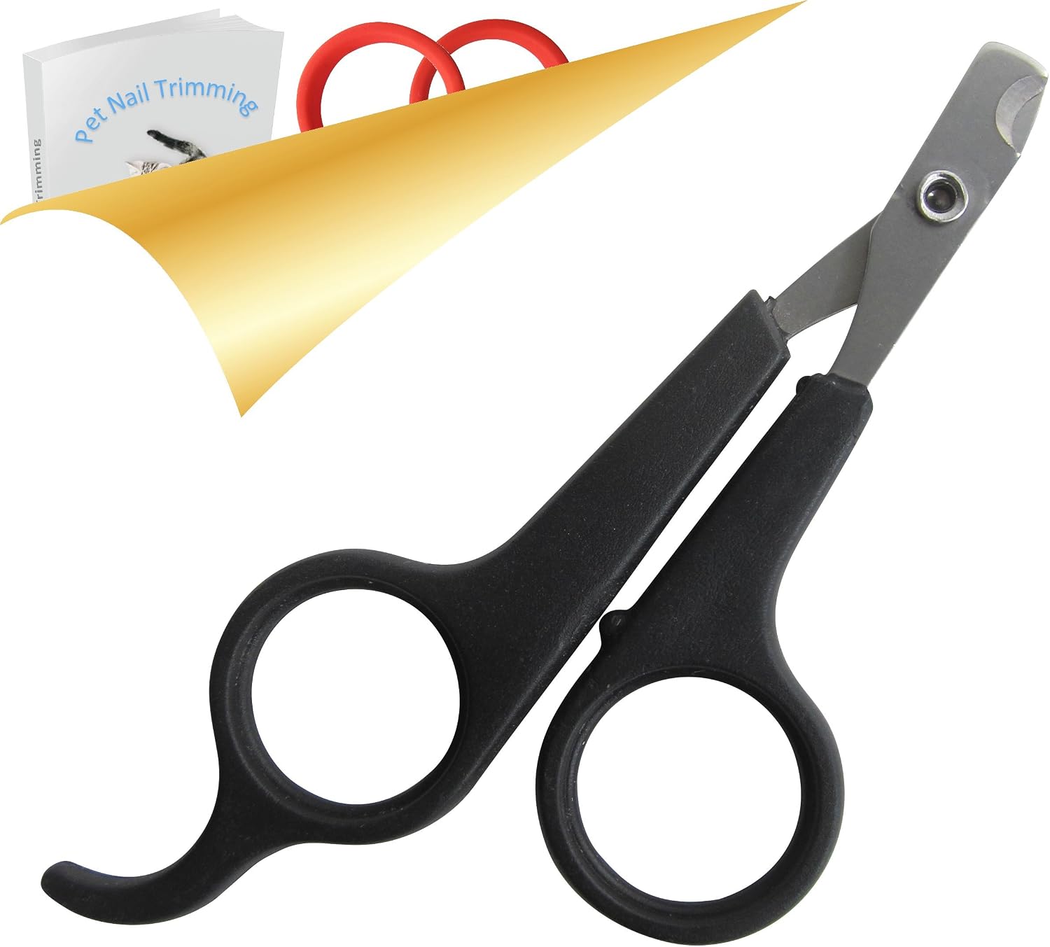 Cat & Small Dog Nail Clippers by Pet Prime - Including Bonus eBook on Pet Nail Trimming and Removable Size Rings