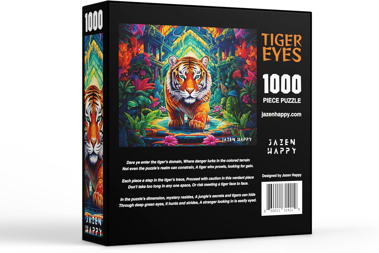 Challenging Jigsaw Puzzle for Adults and Families - 1000 Pieces - Tiger Eyes - Jazen Happy - 27x20 inch - Poster Included Puzzle