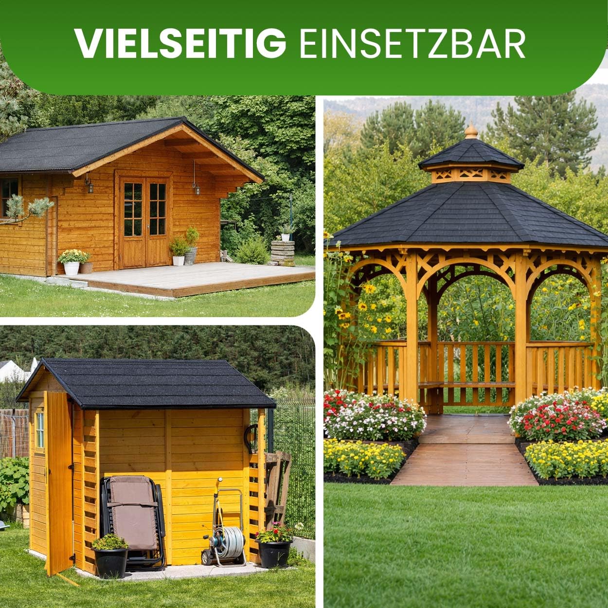 Gartenpirat Samoprzylepna papa dachowa czarna 2,5 m² (0,5 x 5 m) KSK Folia bitumiczna do altanki ogrodowej, wiaty garażowej, pawilonu ogrodowego i szopy na narzędzia