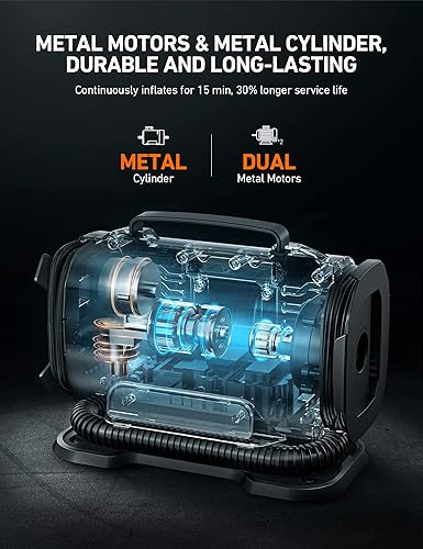 AstroAI Inflador de neumáticos portátil y cable de extensión AstroAI de 12 pies/12 V para encendedor de cigarrillos