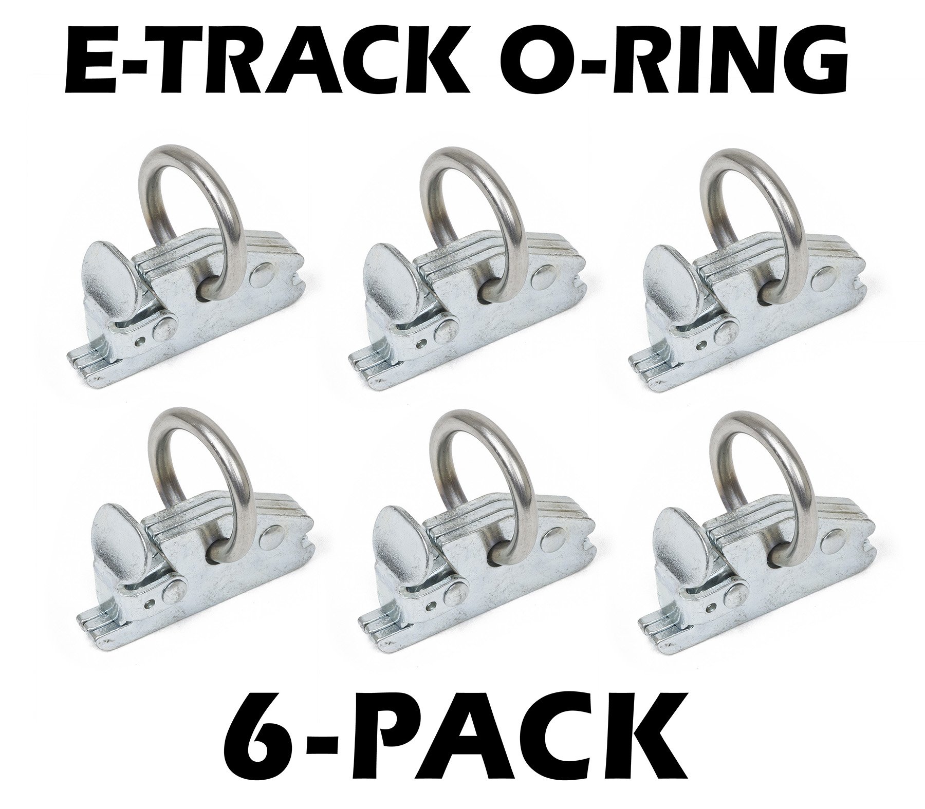 Powertye Mfg E-Track Heavy-Duty O-Ring Fittings, Silver-Zinc Coated Steel, 1Ã‚½" Diameter O-Ring, 6-Pack