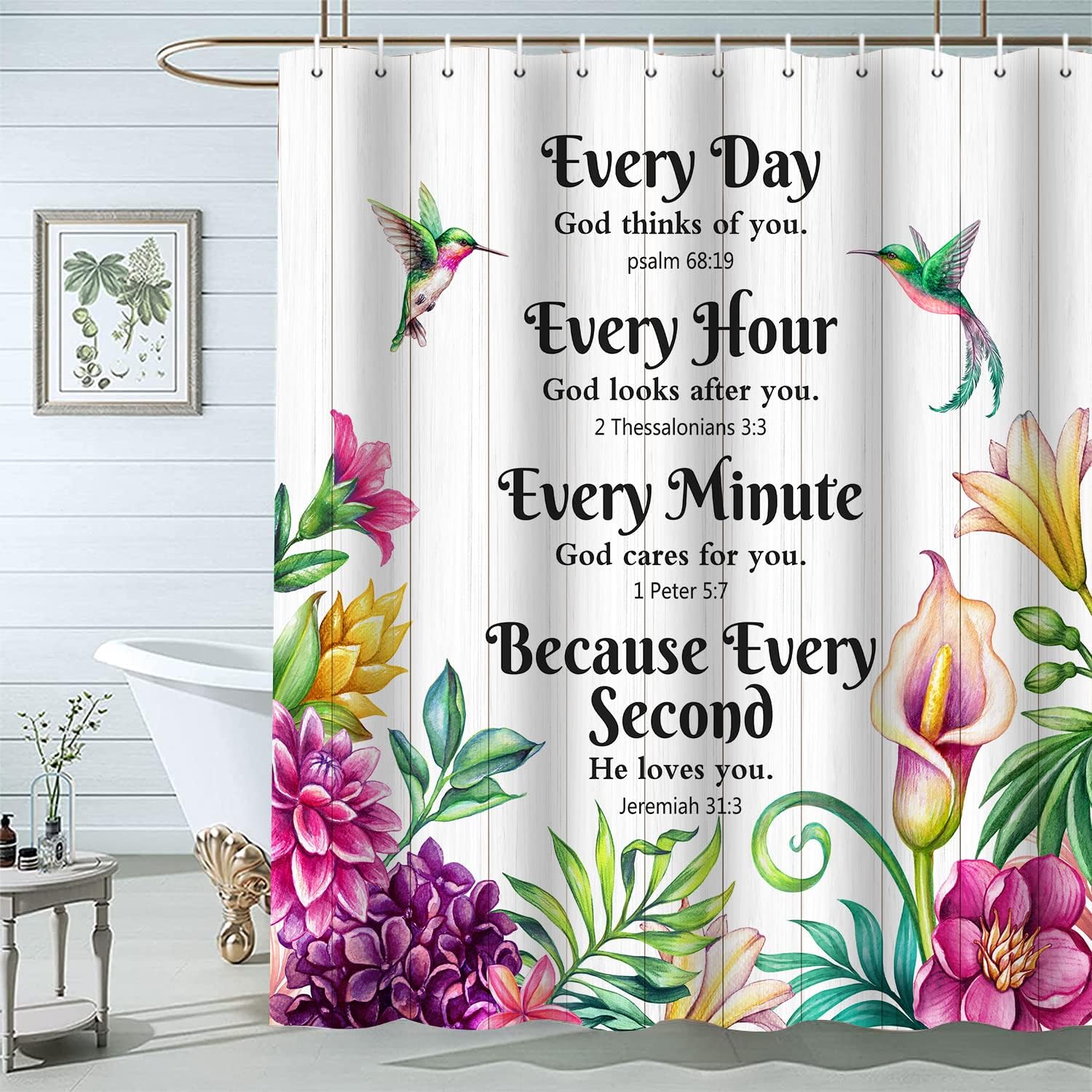 Amazon.com: DePhoto Bible Verse Scripture Shower Curtains for Bathroom ...