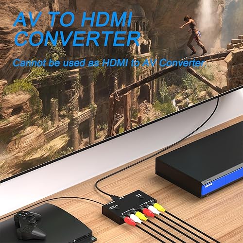 Miniatura 6 de Convertidor de 2 AV a HDMI, 1080P720P 2 puertos RCA compuesto CVBS AV Switch a HDMI convertidor adaptador compatible 43169 conmutación, para TV PC,