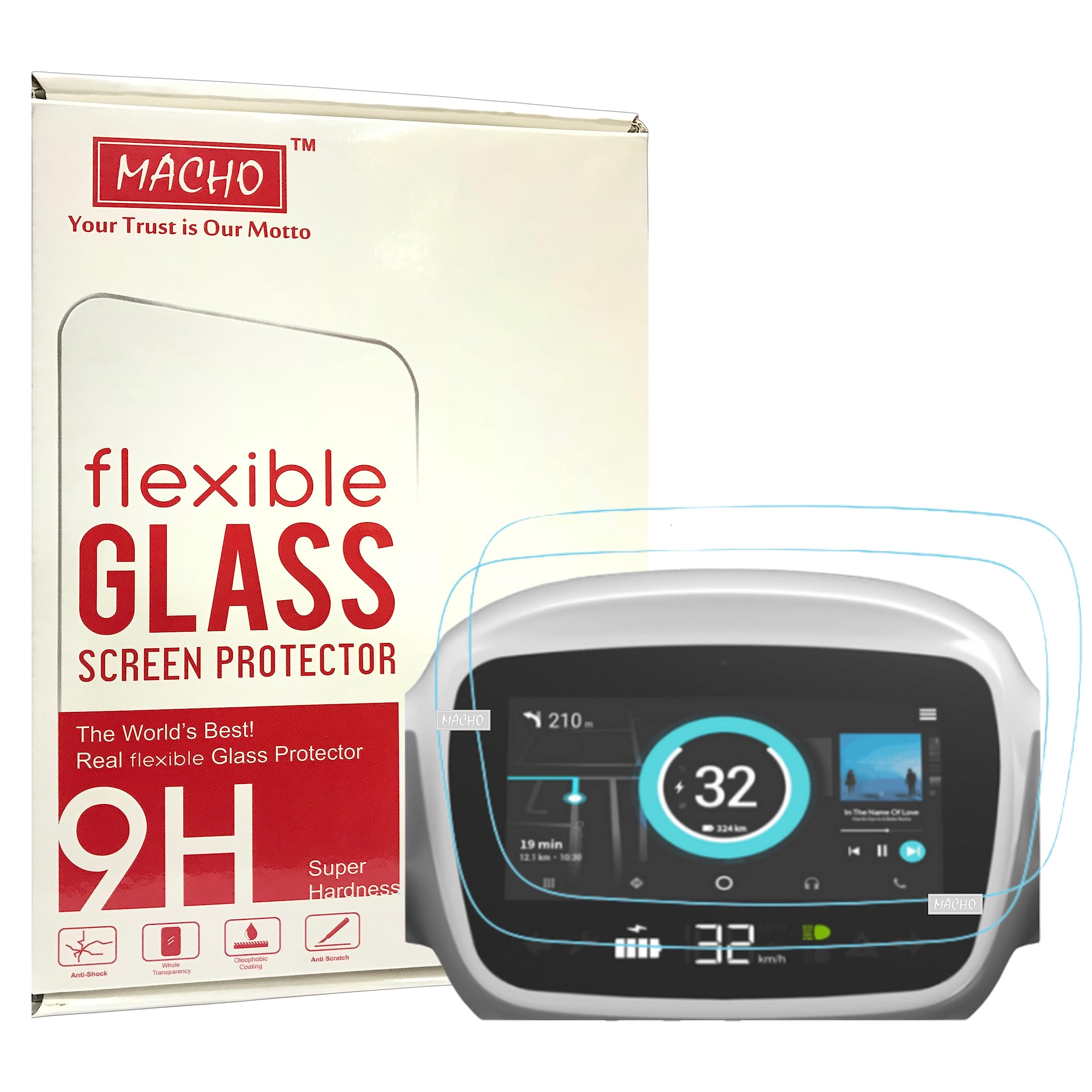 Macho (Pack of 2) 9H Unbreakable Clear Screen Protector Screen Guard Tempered Glass Suitable for Ola S1 / S1 Pro / S1 Air EV Scooter (Crystal Clear) (B0C8V4LH38) Amazon Price History, Amazon Price Tracker