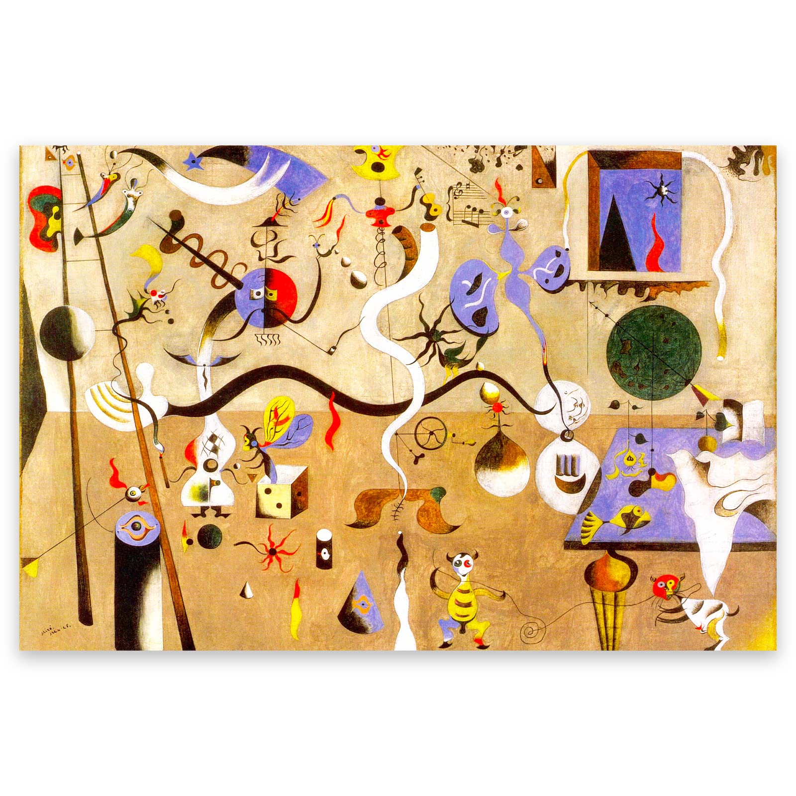 ZZPT Joan Miro Canvas Wall Art - Carnevale Di Arlecchino Print Wall Decor - Abstract Fine Art Poster - Colorful Home Decor for Bedroom Living Room Unframed（12x16in/30x40cm）